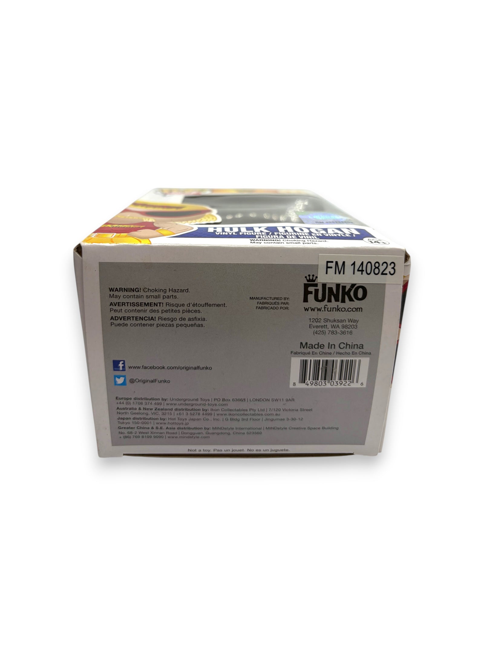 Lowkey Stock Funko Pop WWE Hulk Hogan figure box bottom view with manufacturing details and barcode
