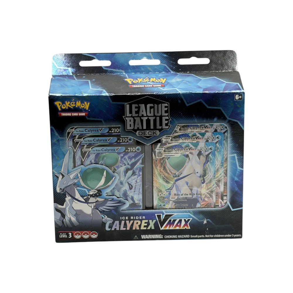 Lowkey Stock Pokemon TCG Ice Rider Calyrex VMAX League Battle Deck box featuring blue and white character artwork