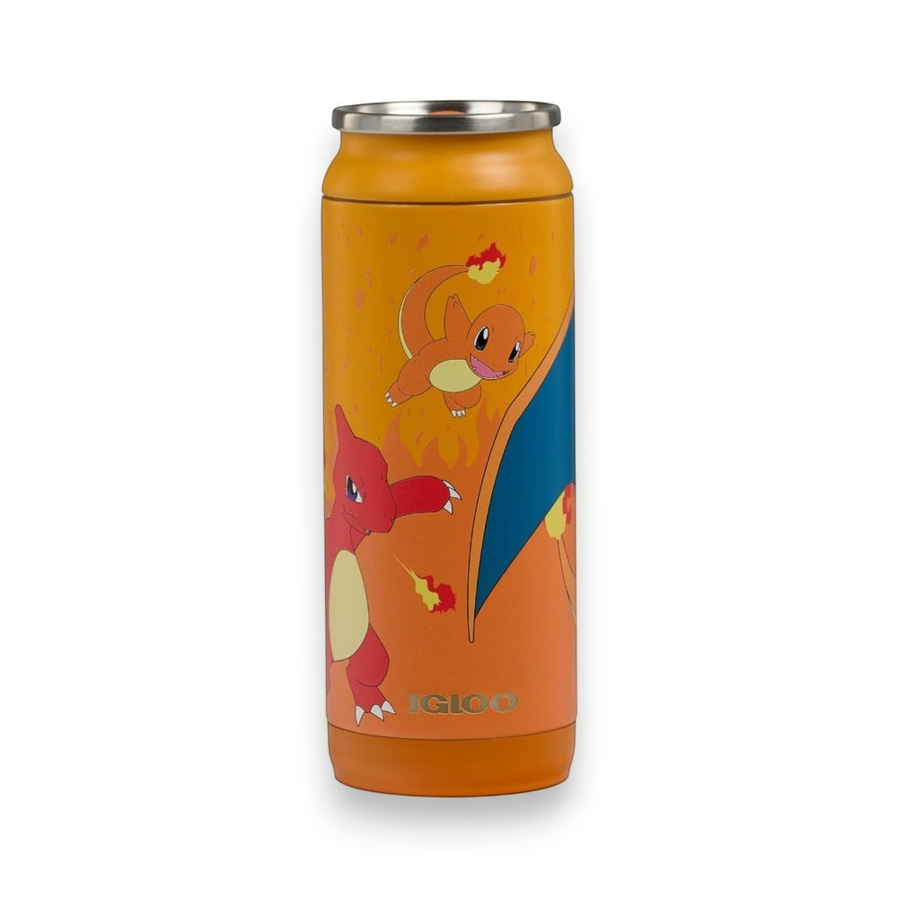 Lowkey Stock Igloo x Pokémon Charmander 16 oz stainless steel can with orange finish and character graphics
