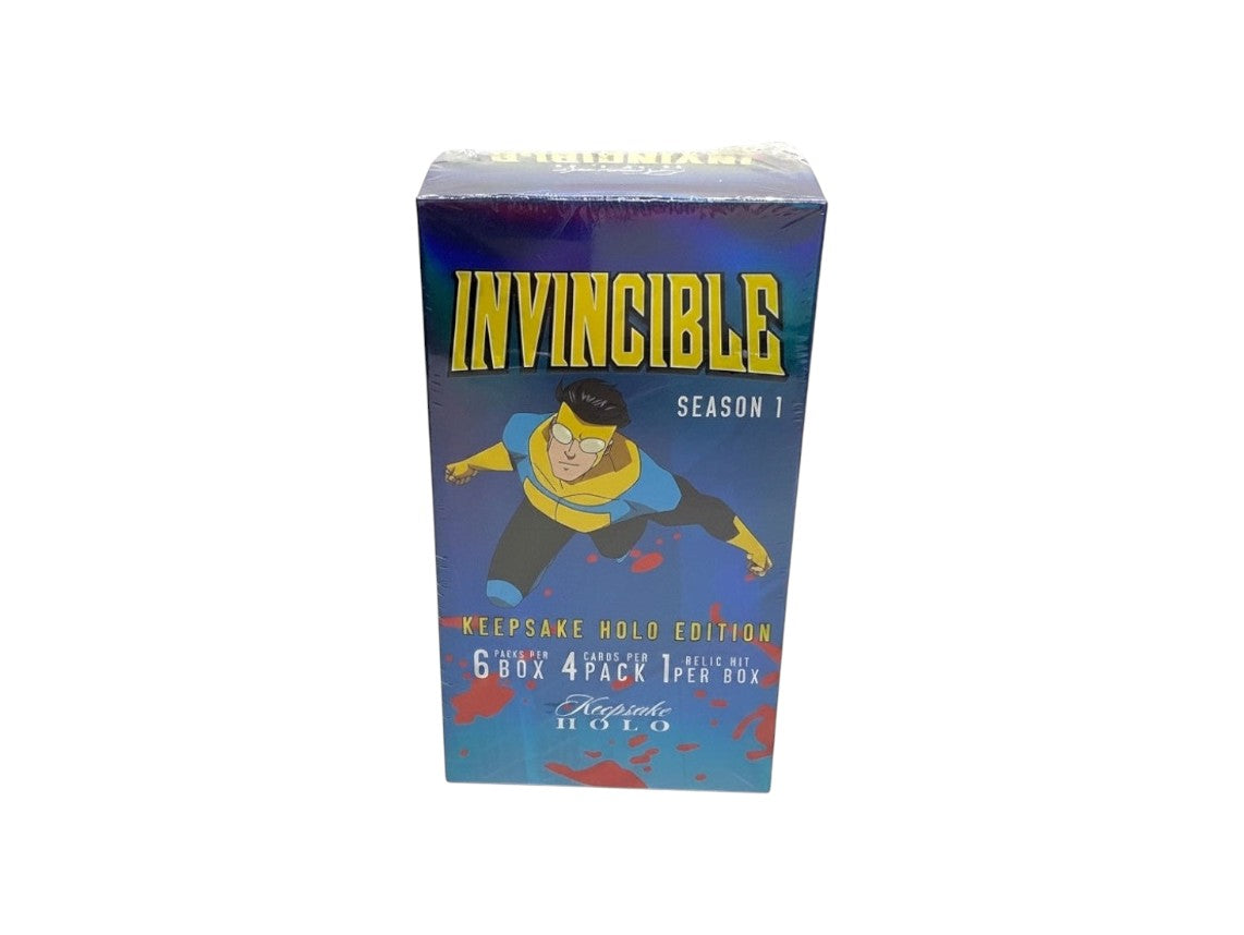 Lowkey Stock 2025 Keepsake Invincible Season 1 holo blaster box featuring character art and holographic packaging