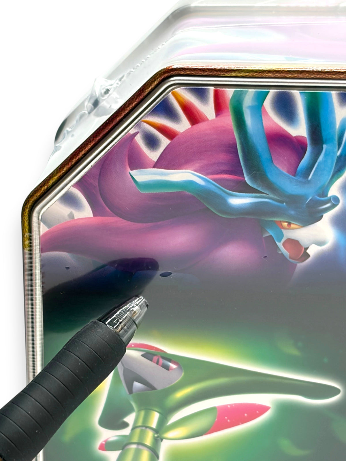 Lowkey Stock Pokemon Paradox Clash Iron Leaves ex sealed metal trading card tin with vibrant character artwork
