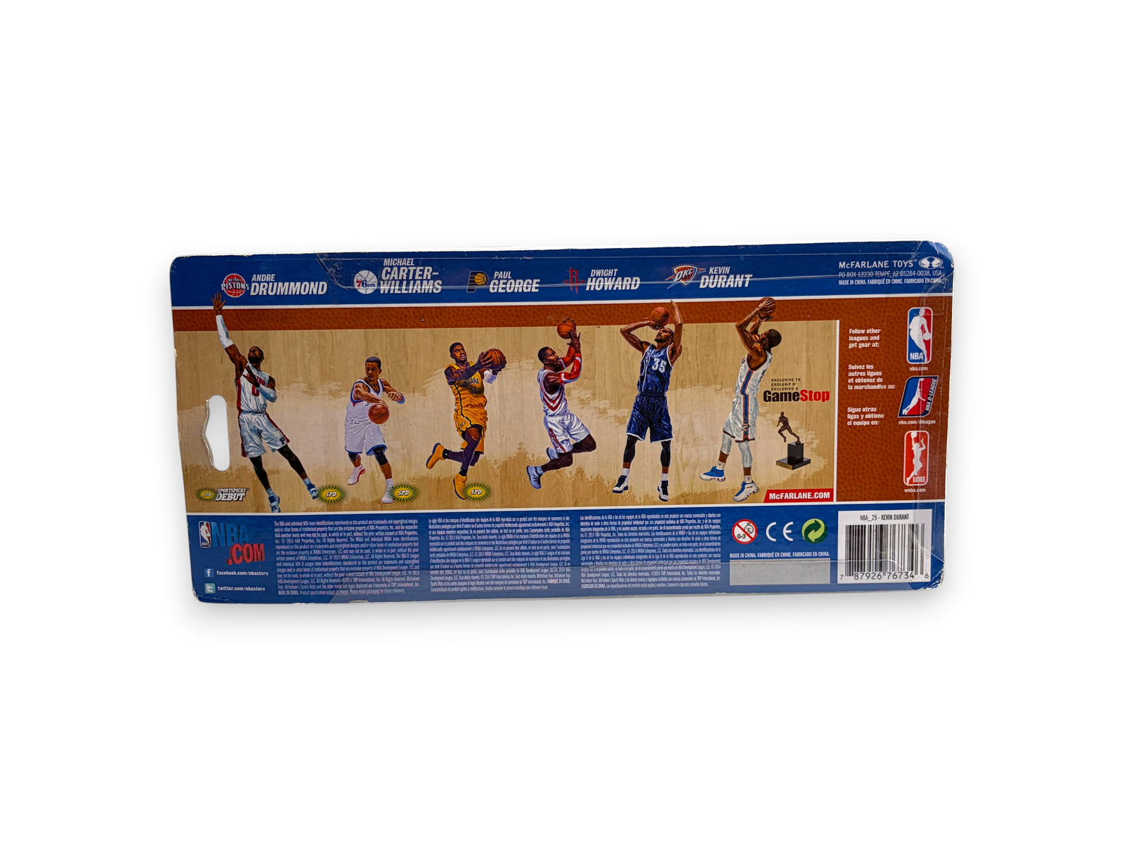 Lowkey Stock McFarlane Toys NBA Series 25 Kevin Durant Oklahoma City Thunder collectible figure packaging back view