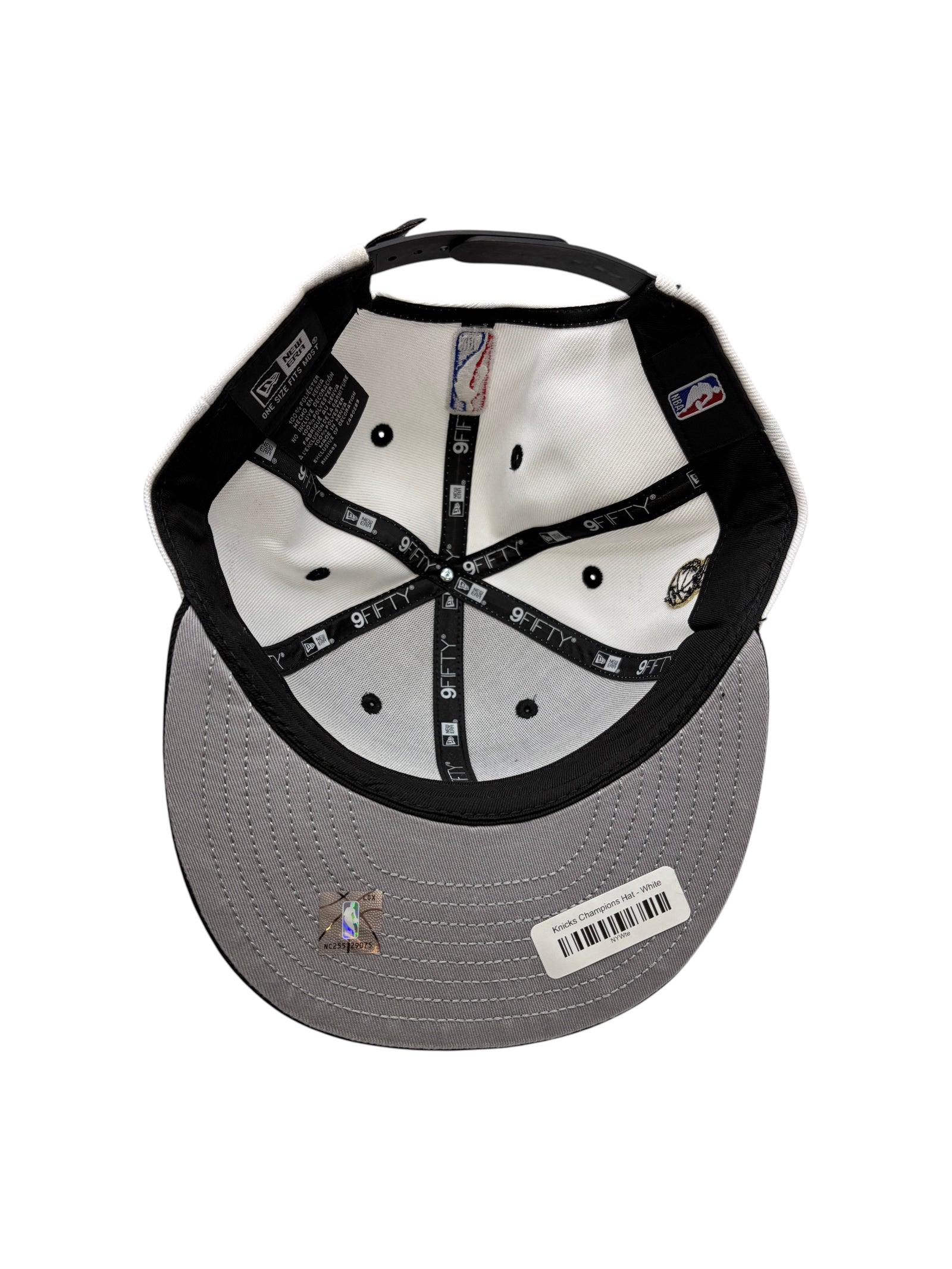 Lowkey Stock New York Knicks 2026 NBA Finals Champions 9FIFTY snapback cap interior view showing branding and labels
