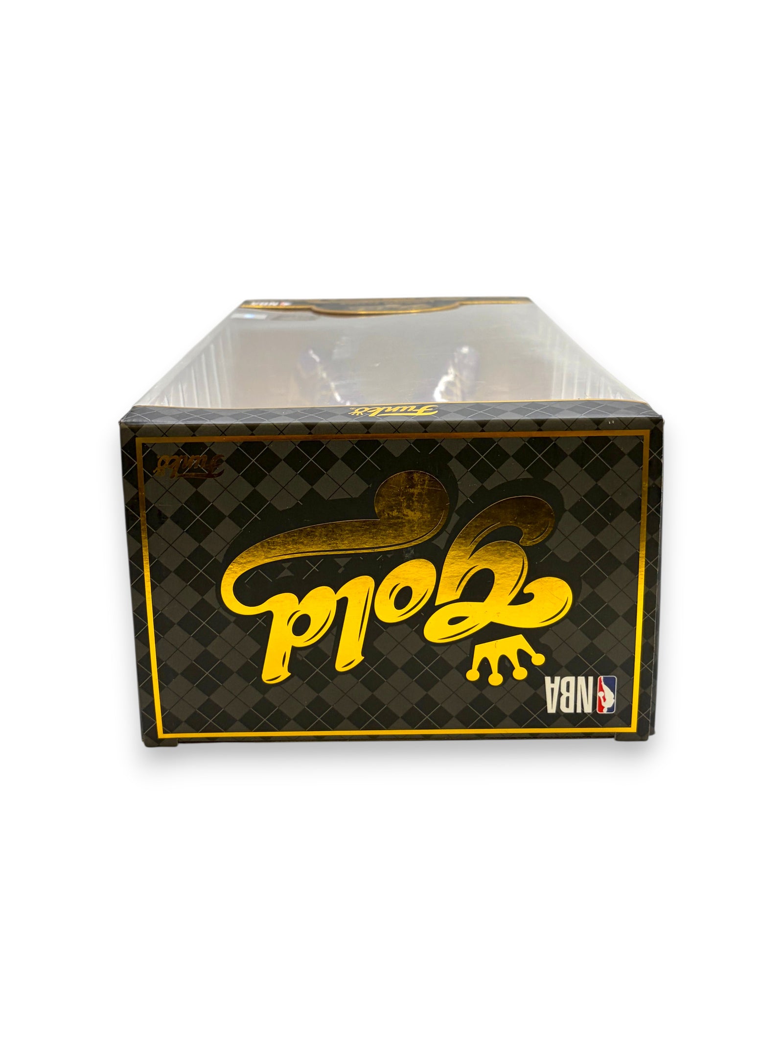 Lowkey Stock Funko Gold LeBron James 12-inch premium vinyl figure box with black and gold branding