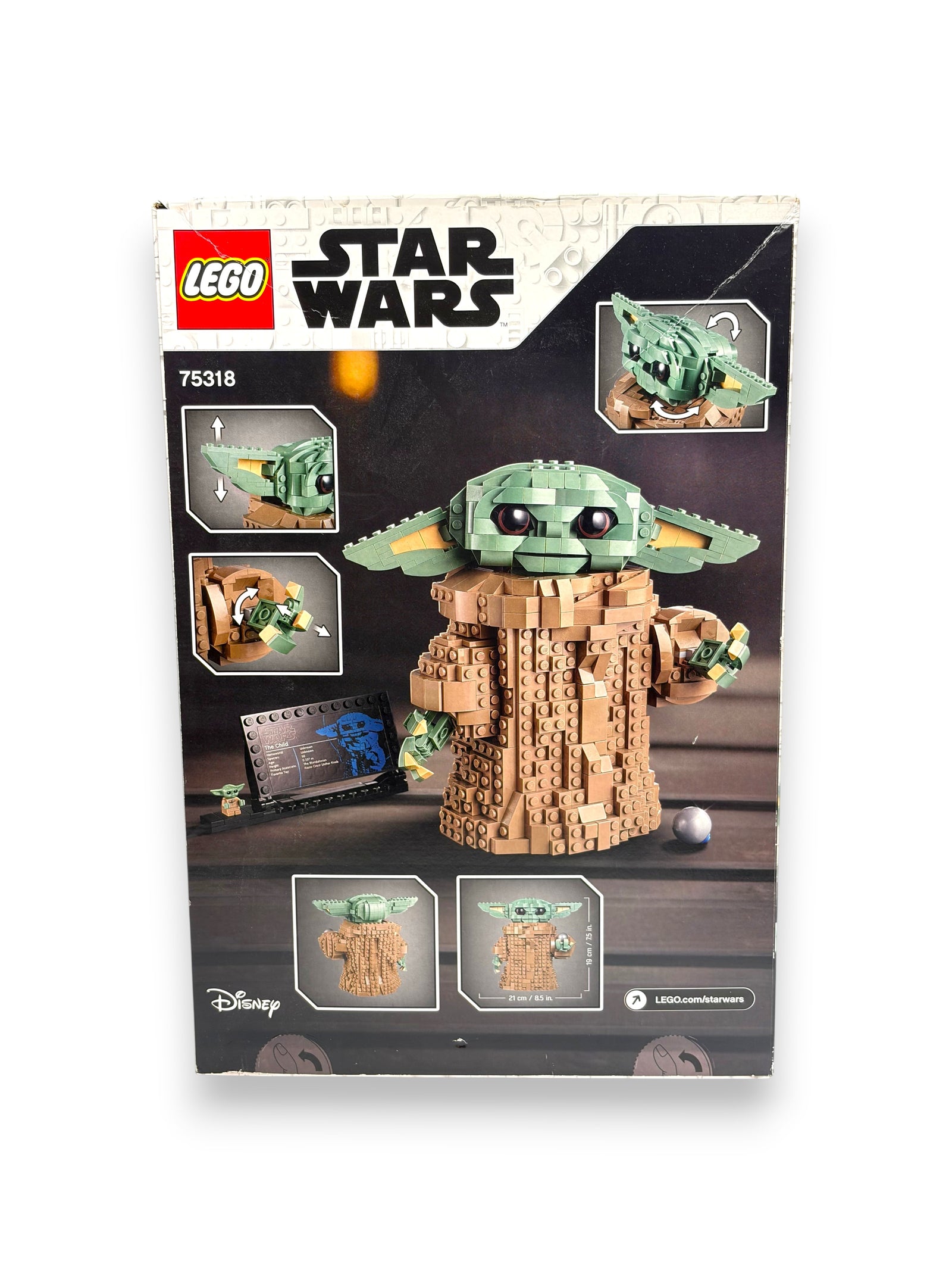 Lowkey Stock LEGO Star Wars The Child building set box showing the assembled Grogu figure and display plaque