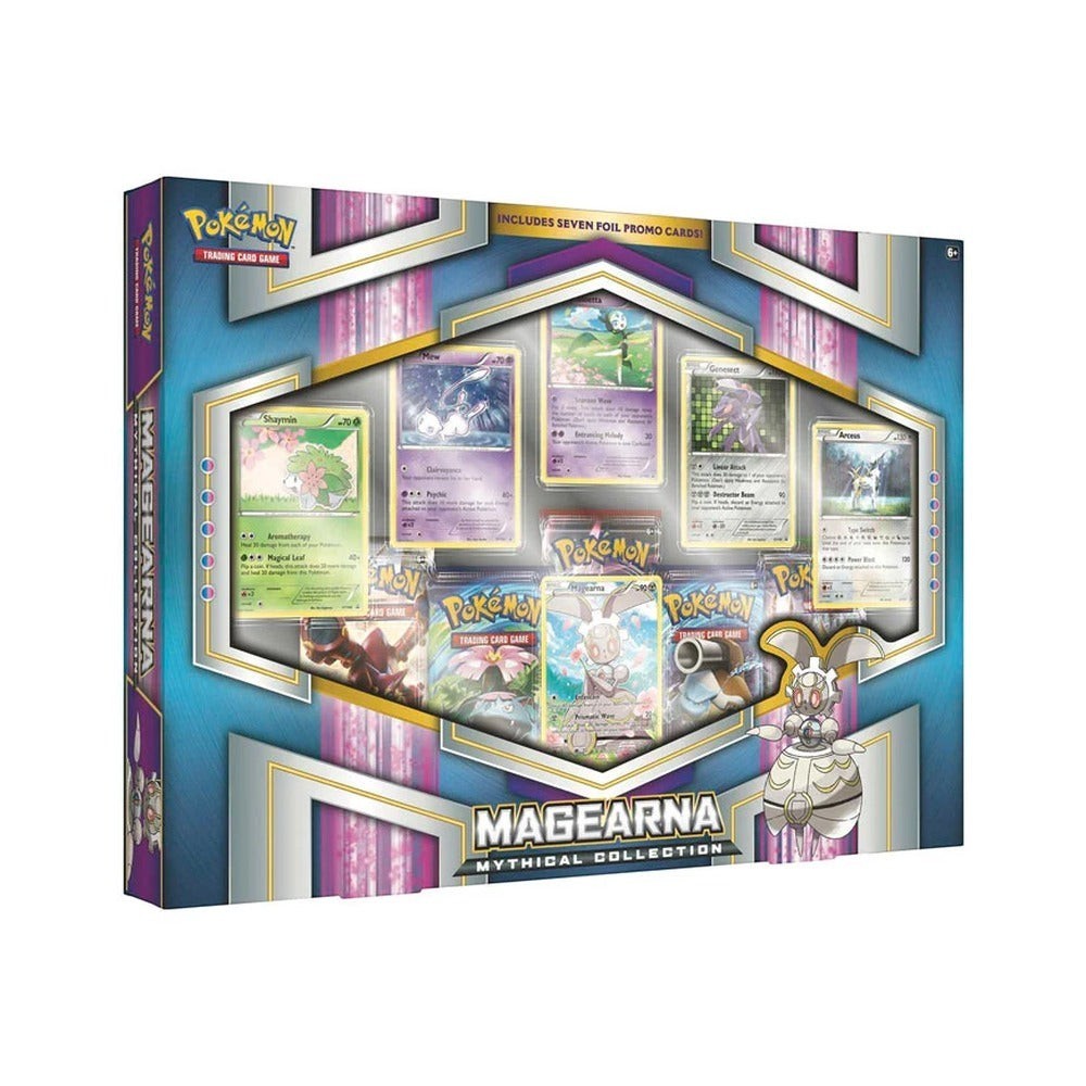 Lowkey Stock Pokémon TCG Magearna Mythical Collection box set with seven foil promo cards and five booster packs