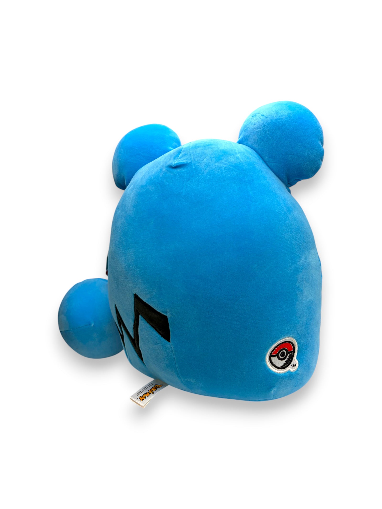 Lowkey Stock Pokémon Center Marill 14 inch Squishmallows plush toy in bright blue with signature Poké Ball patch