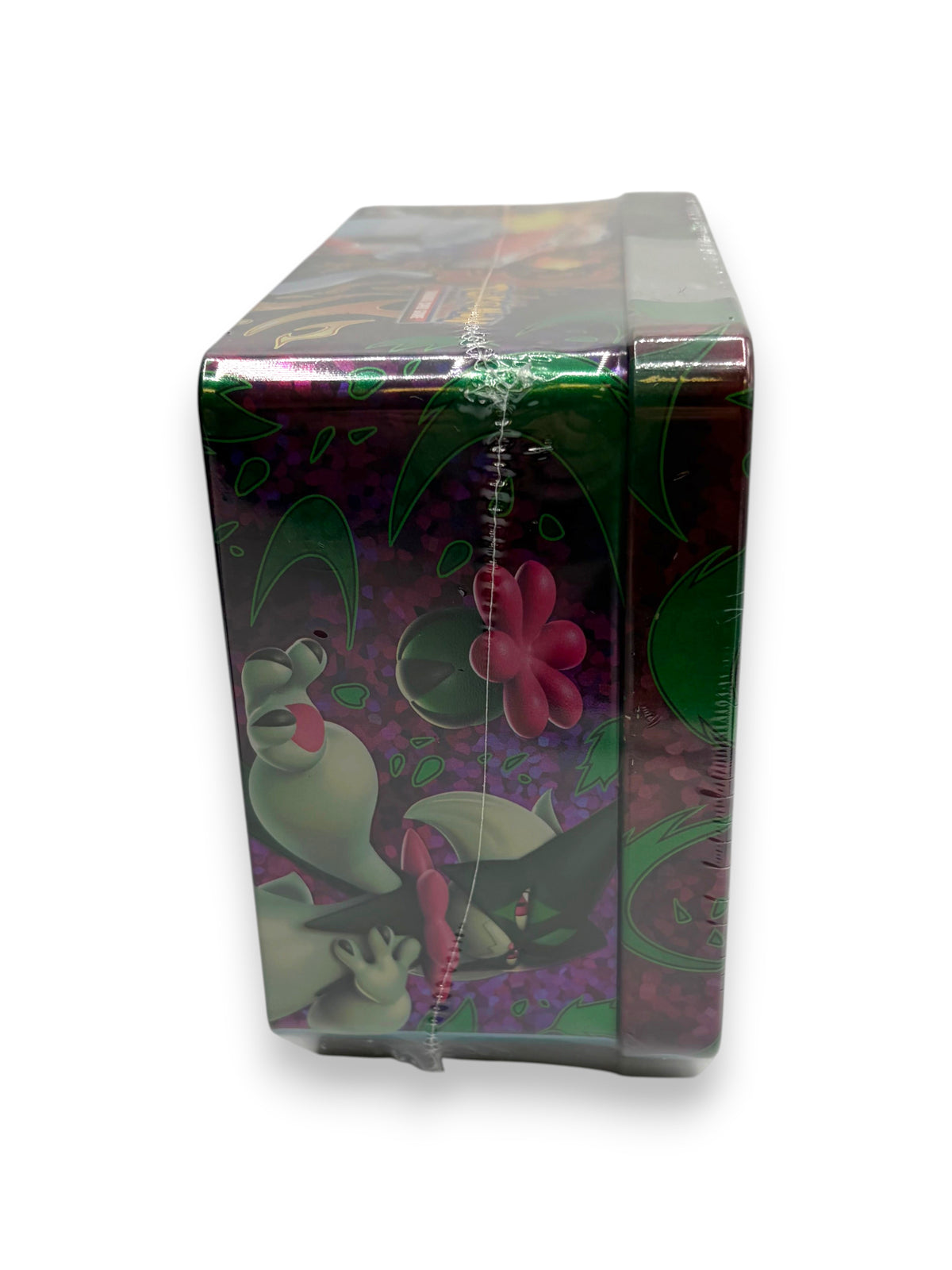 Lowkey Stock sealed Paldea Partners Pokemon TCG tin featuring Meowscarada ex artwork on the side panel