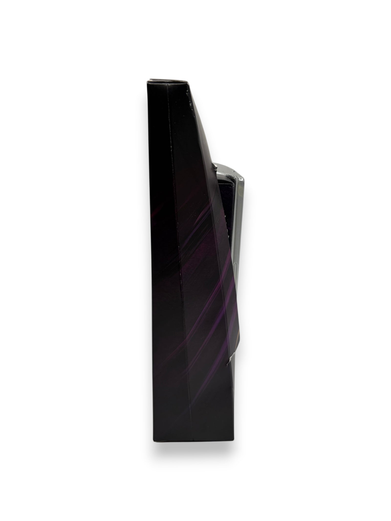 Lowkey Stock Magic: The Gathering 2019 Commander Merciless Rage deck box, side profile view in black and purple.