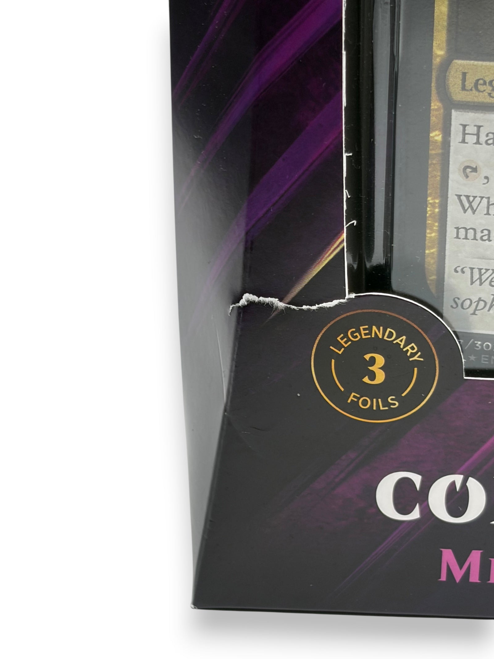 Lowkey Stock Magic: The Gathering 2019 Merciless Rage Commander deck box showing 3 legendary foil cards