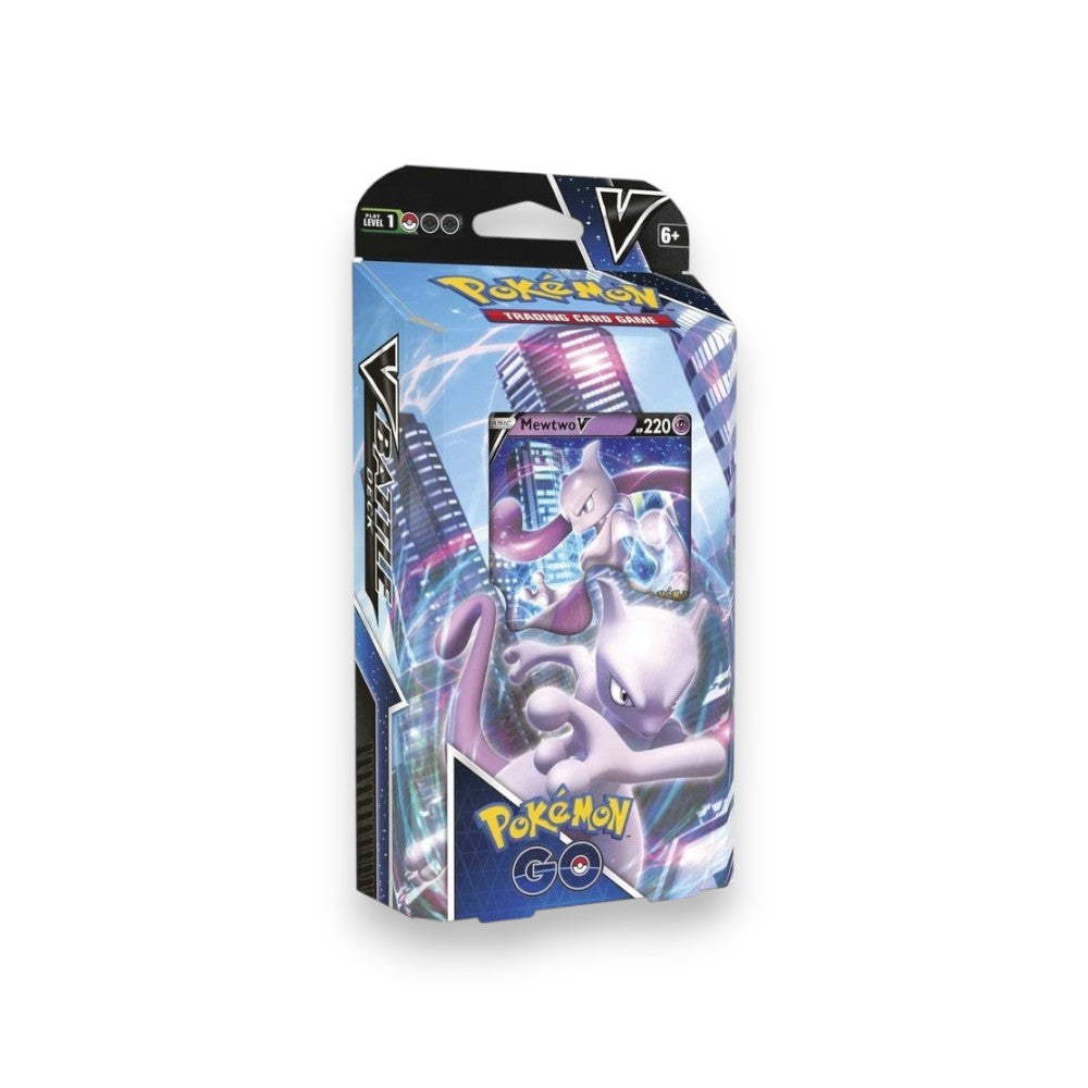 Lowkey Stock Pokémon TCG Pokémon GO Mewtwo V Battle Deck in factory sealed packaging with city background artwork