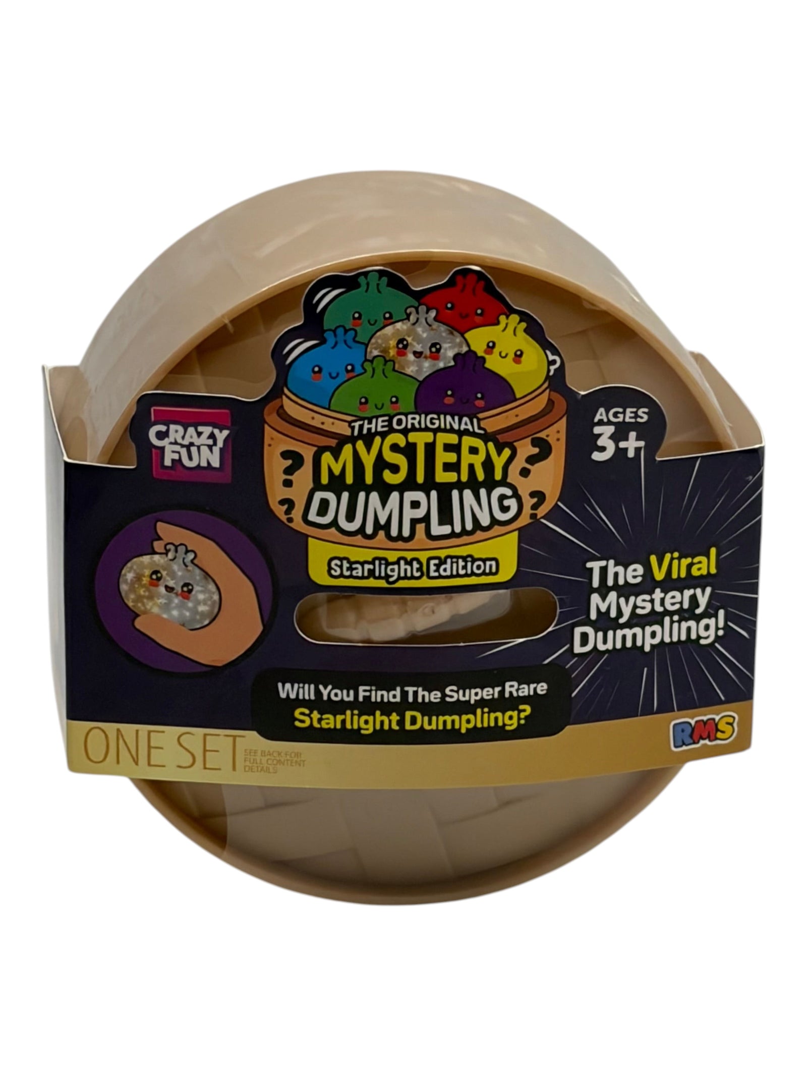 Lowkey Stock RMS Crazy Fun Mystery Dumpling Starlight Edition toy in factory sealed beige steamer basket packaging