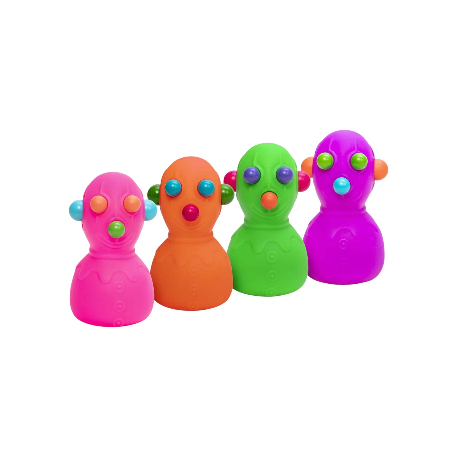 Lowkey Stock Schylling NeeDoh Panic Pete sensory squeeze toys in pink, orange, green, and purple