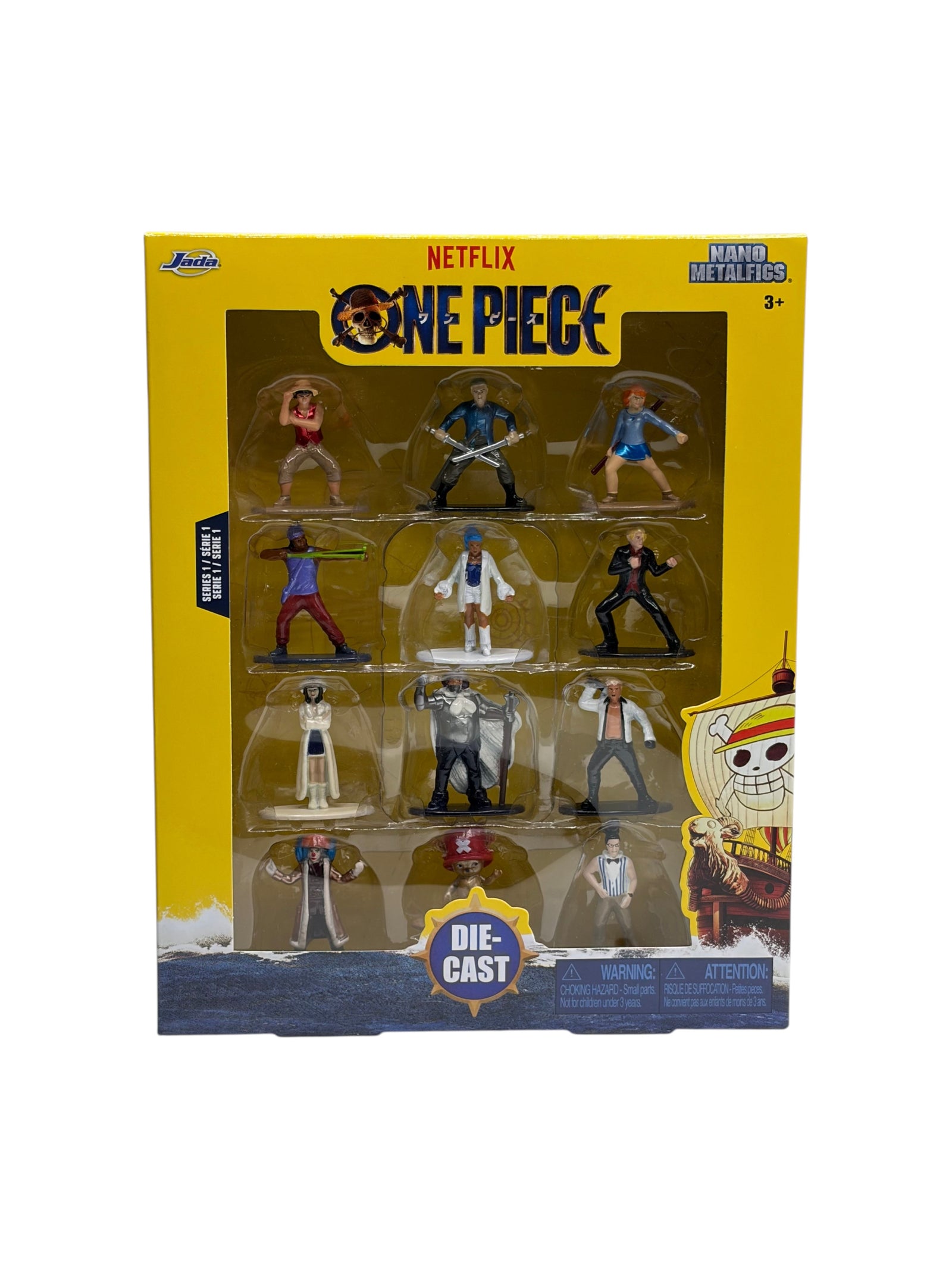 Lowkey Stock Jada Toys Netflix One Piece Nano MetalFigs 12-pack die-cast collectible character figures in box