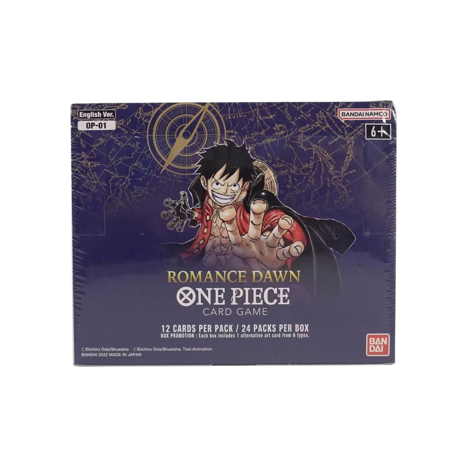 Lowkey Stock factory sealed ONE PIECE Card Game Romance Dawn OP-01 booster box featuring Monkey D. Luffy artwork