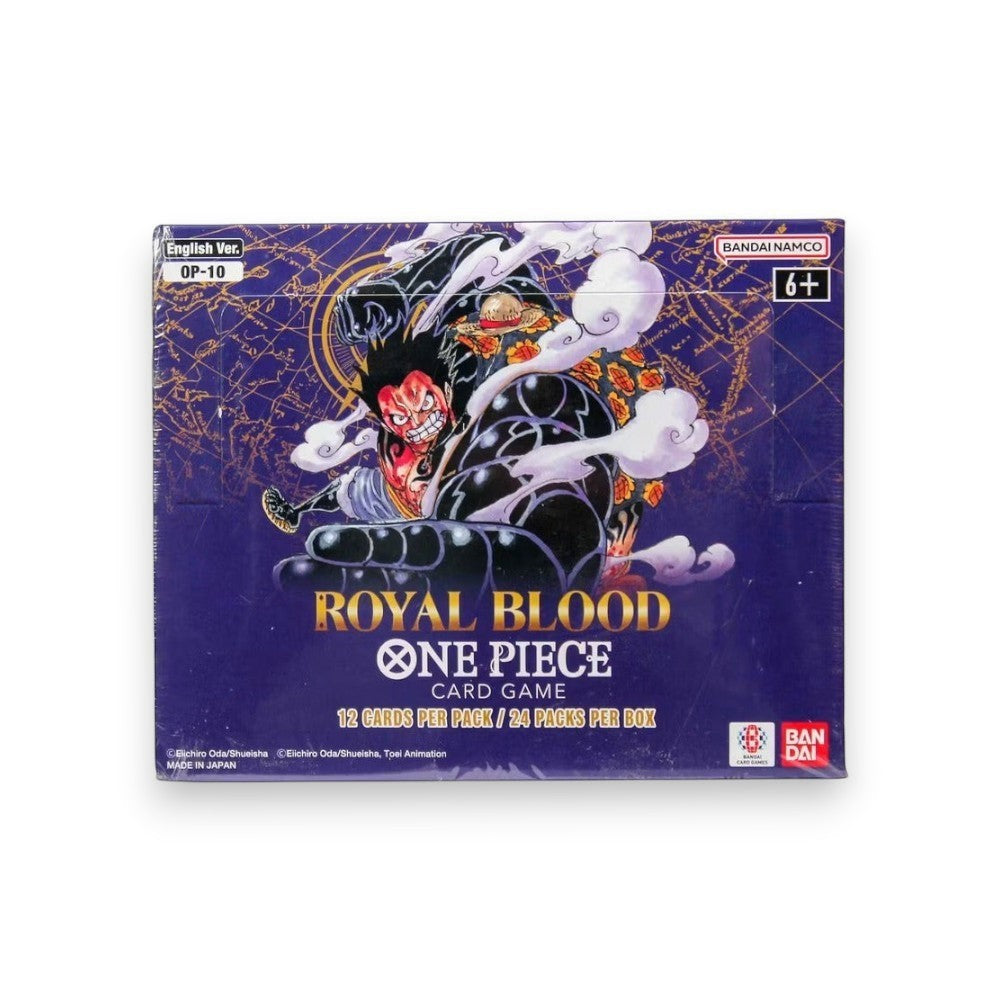 Lowkey Stock ONE PIECE Card Game Royal Blood OP-10 factory sealed booster box featuring Luffy artwork