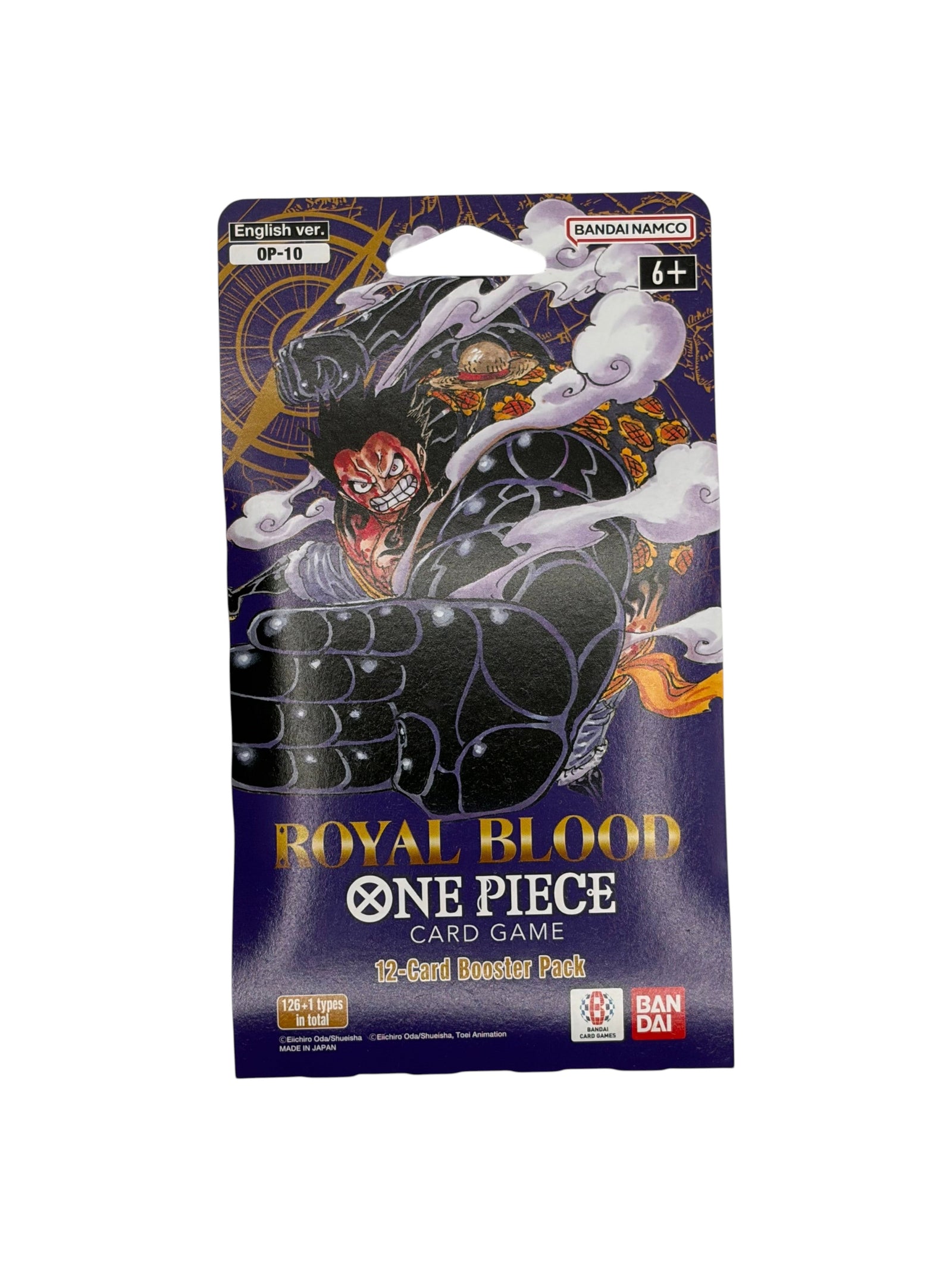 Lowkey Stock ONE PIECE Card Game Royal Blood OP-10 sleeved booster pack featuring Luffy in Gear 4 form