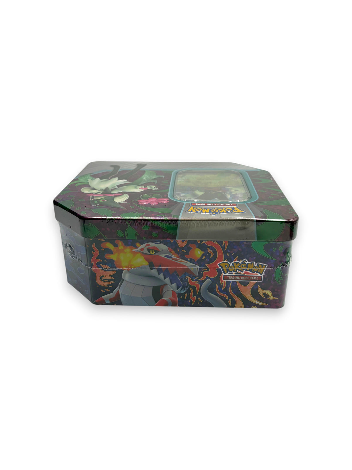 Lowkey Stock Paldea Partners Pokemon TCG tin featuring Meowscarada ex artwork in sealed condition