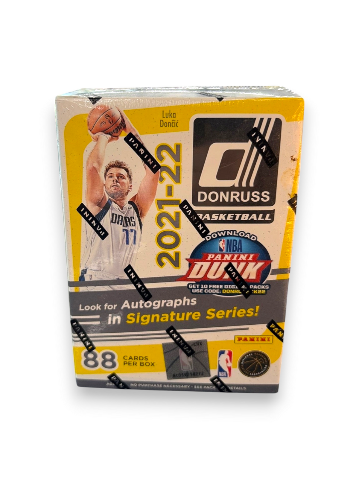 Lowkey Stock 2021-2022 Panini Donruss Basketball Blaster Box featuring Luka Doncic on the packaging