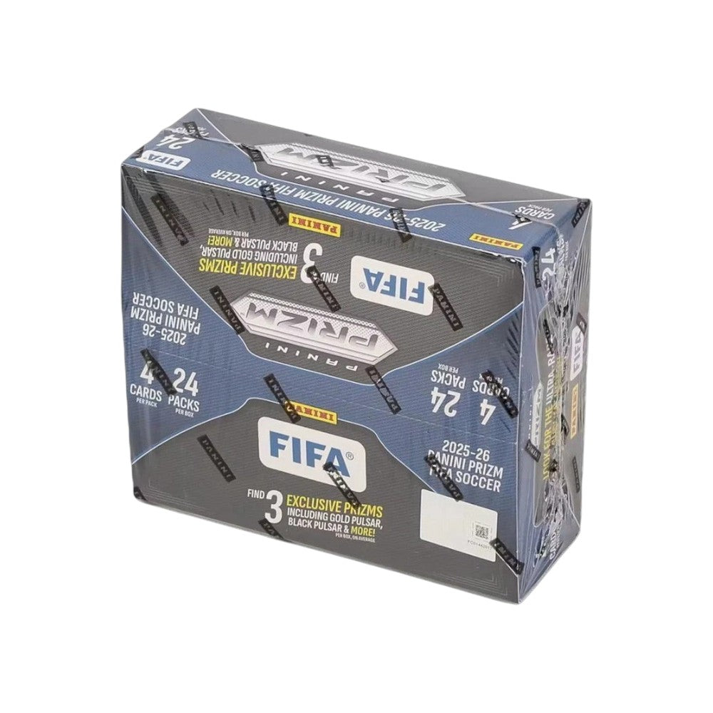 Lowkey Stock 2025/26 Panini Prizm FIFA Soccer factory sealed retail box with 24 packs and 96 total trading cards