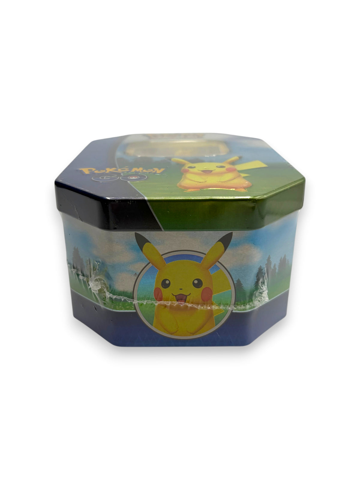 Lowkey Stock factory sealed Pokémon TCG Pokémon GO Pikachu hexagonal collector tin featuring Pikachu artwork