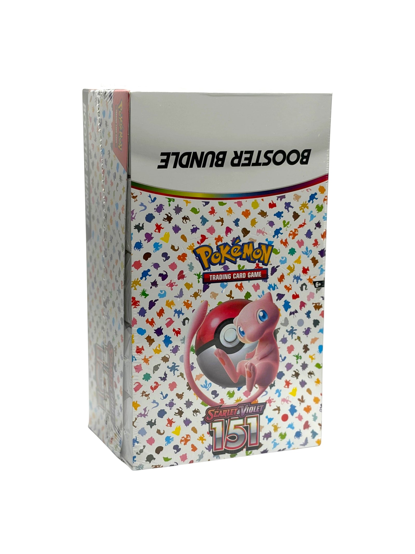Lowkey Stock Pokémon TCG Scarlet & Violet 151 Booster Bundle display box featuring Mew and colorful Pokémon icons