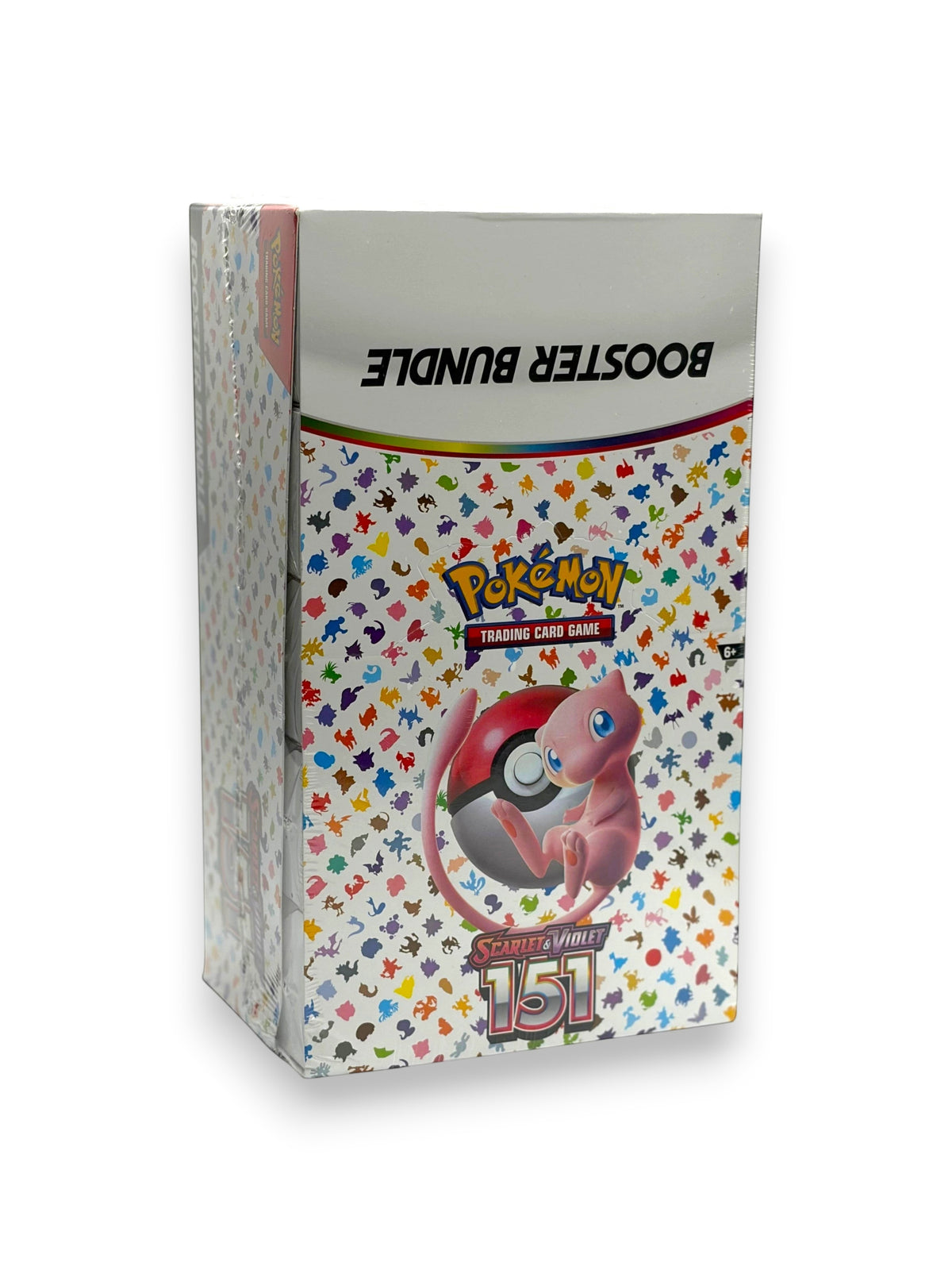 Lowkey Stock Pokémon TCG Scarlet & Violet 151 Booster Bundle display box featuring Mew and colorful Pokémon icons