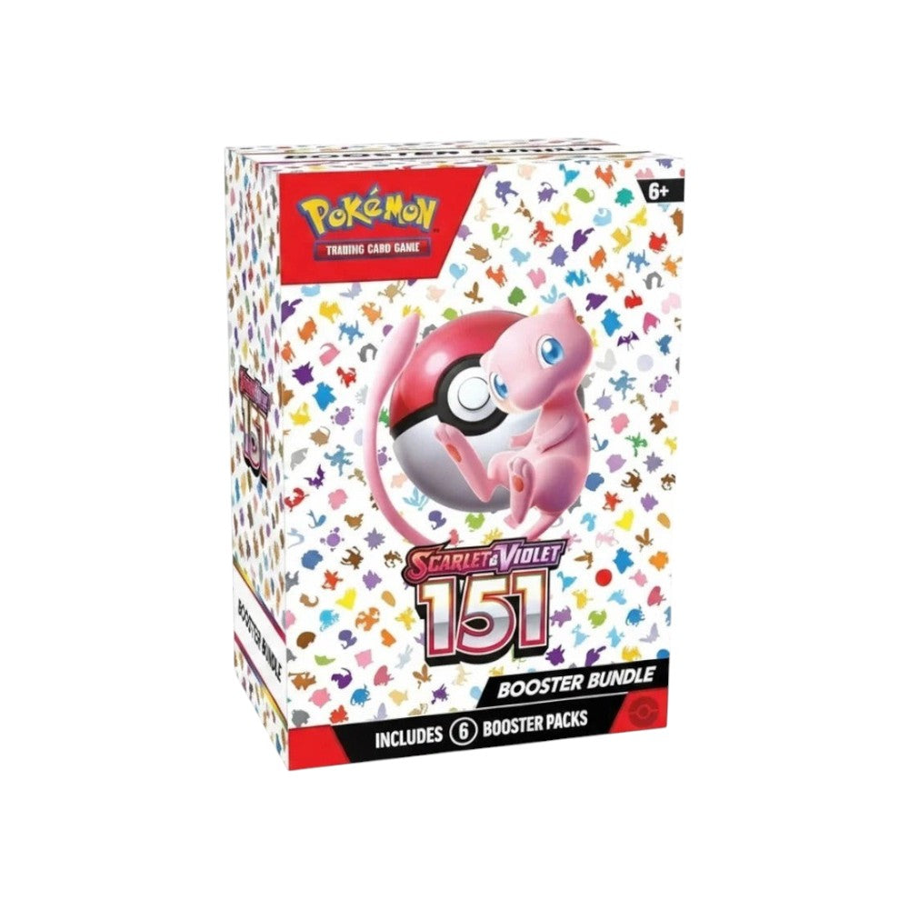 Lowkey Stock Pokémon TCG Scarlet and Violet 151 Booster Bundle featuring Mew and a Poké Ball on a patterned box
