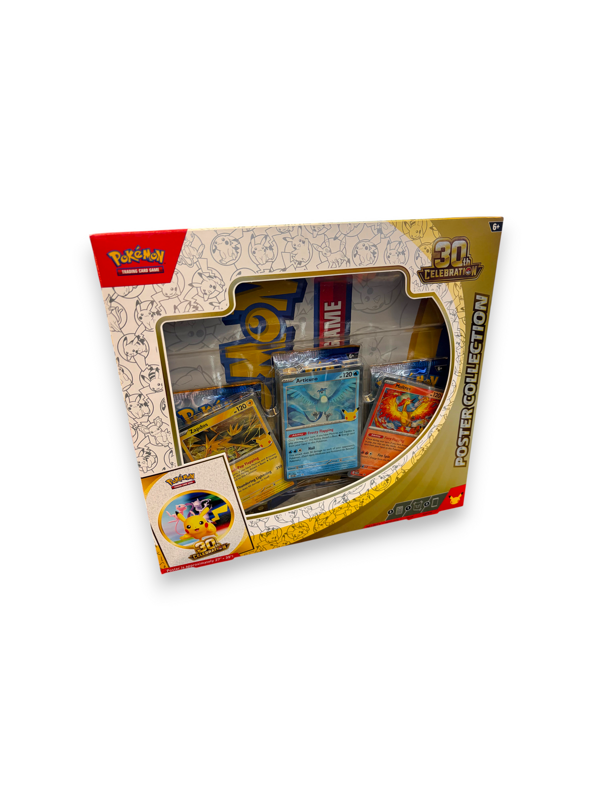Lowkey Stock Pokémon TCG 30th Celebration Poster Collection box set with Articuno, Zapdos, and Moltres promo cards