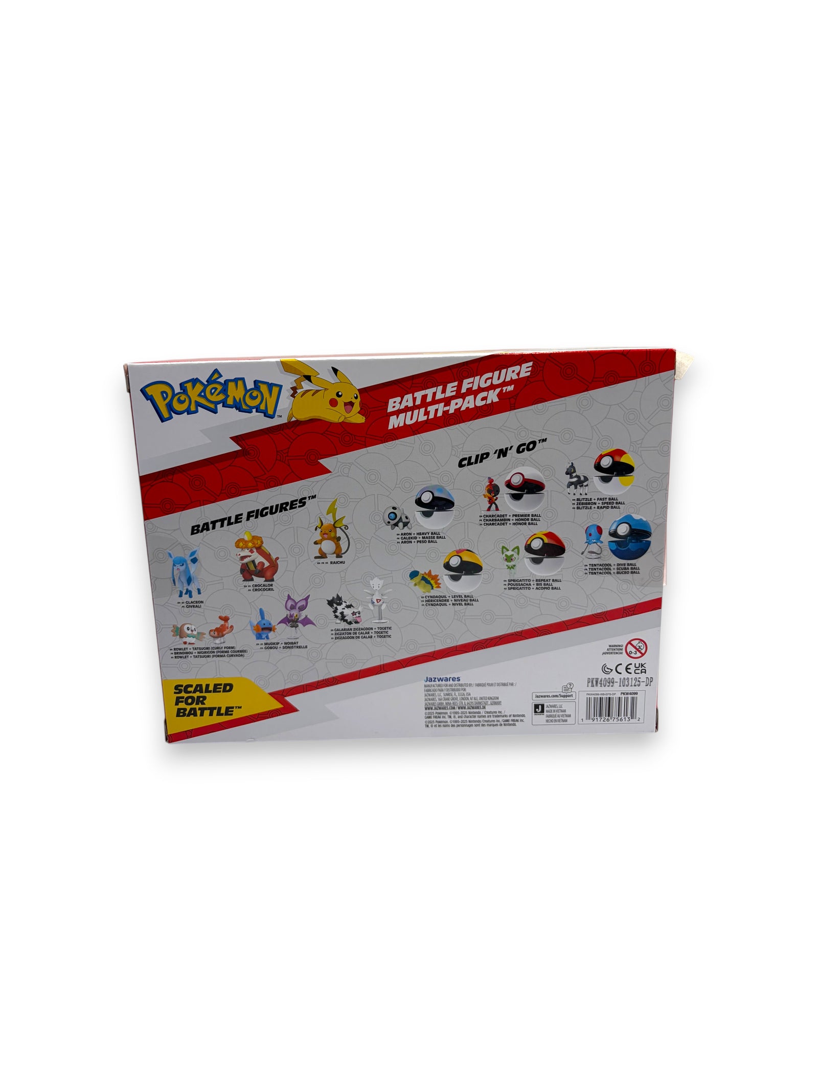 Lowkey Stock Pokemon Battle Figure Multi-Pack box back showing various collectible figures and Poke Balls
