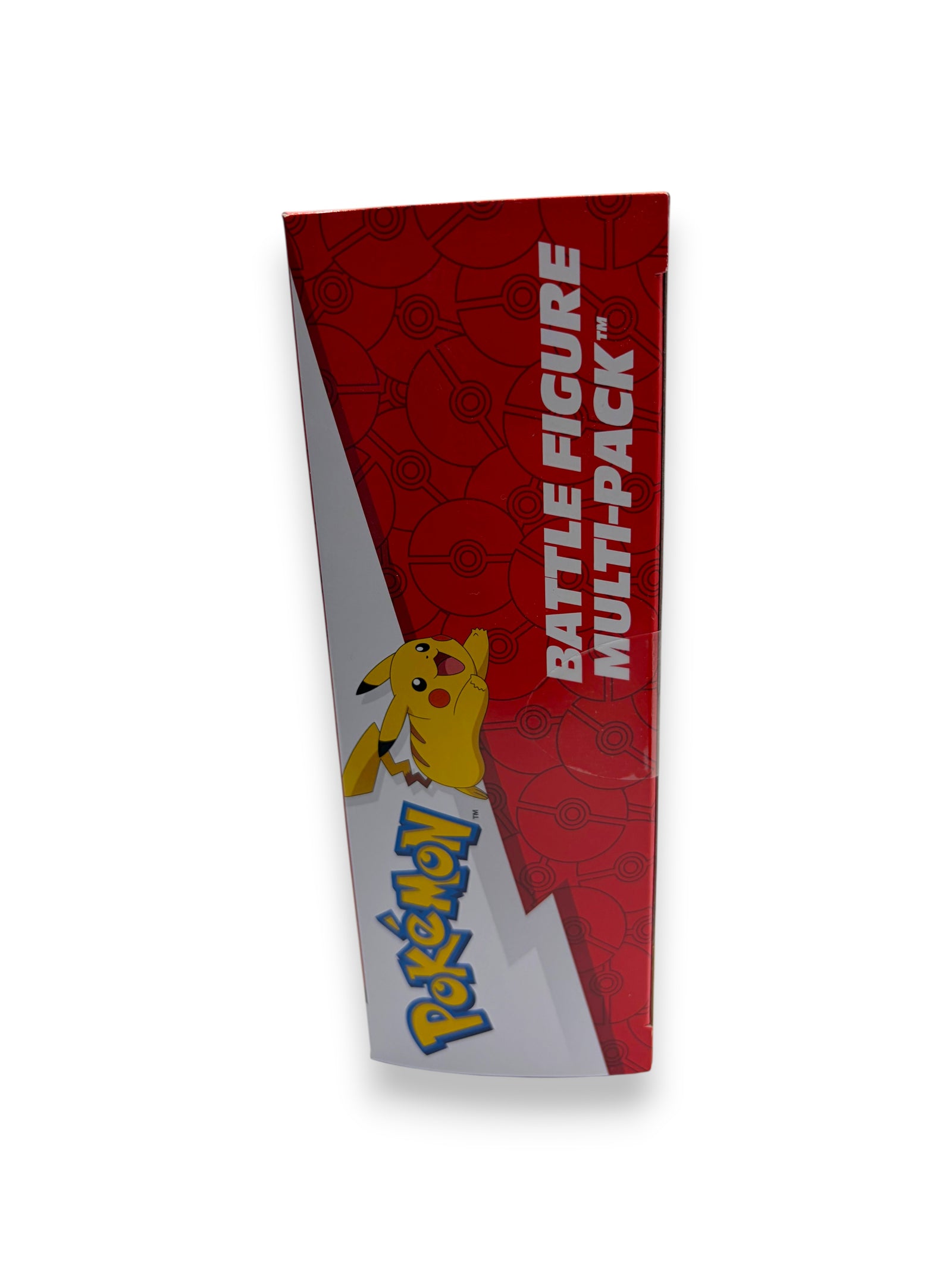 Lowkey Stock Pokemon Battle Figure Multi-Pack box side view featuring Pikachu and red Pokeball pattern