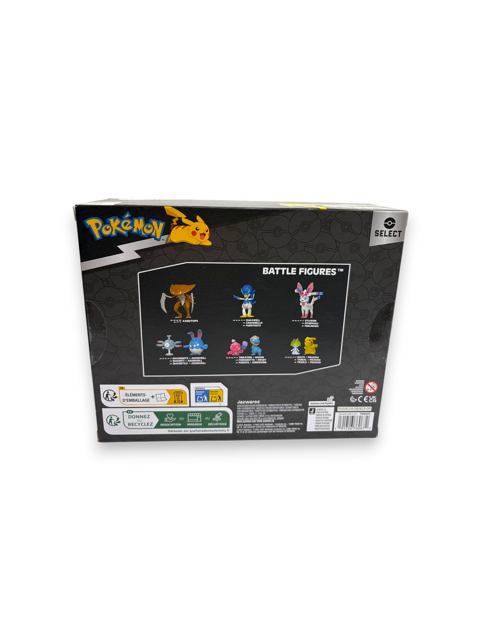 Lowkey Stock Pokemon Select Battle Figures multipack box back view featuring various character illustrations
