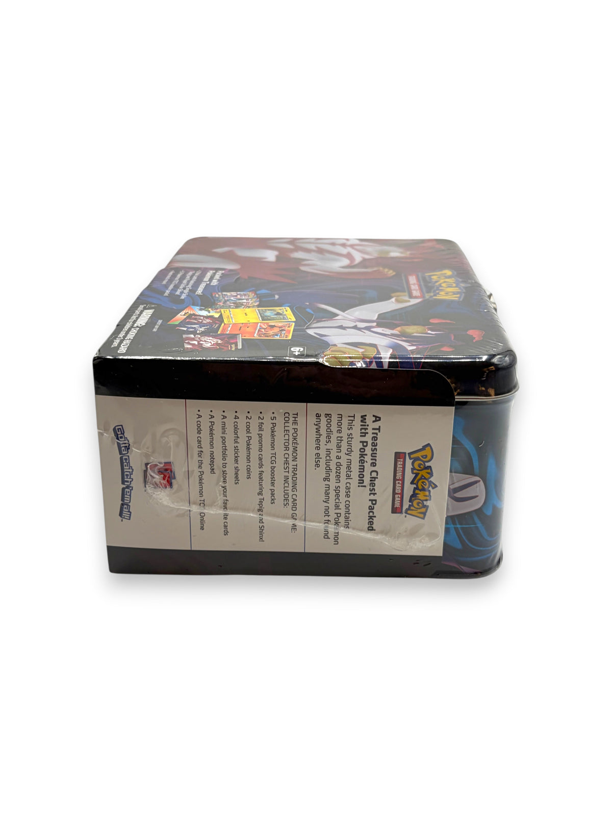 Lowkey Stock factory sealed Pokémon TCG Sword & Shield Spring 2021 Collector Chest metal tin side view