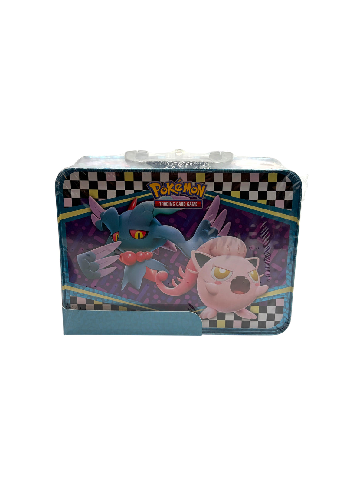 Lowkey Stock Pokémon TCG Back to School 2024 Collector Chest featuring Scream Tail and Iron Valiant on a metal tin