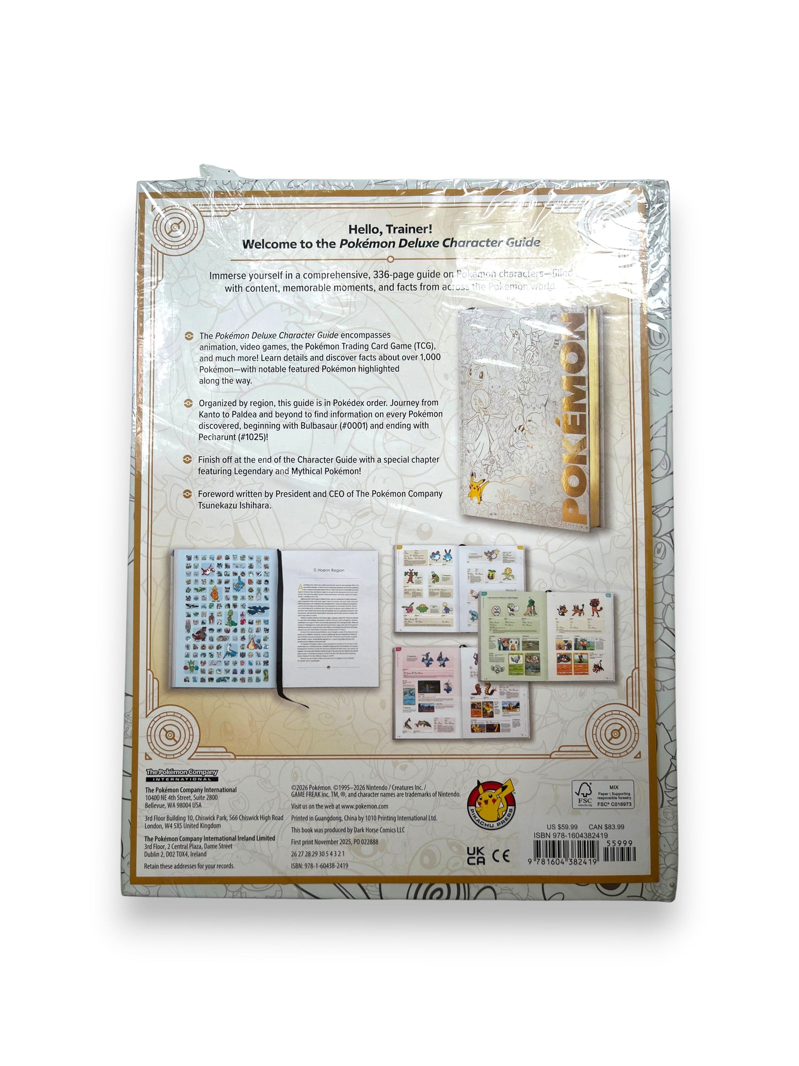 Back cover of the Lowkey Stock Pokemon Deluxe Character Guide featuring book details and Pokemon illustrations.