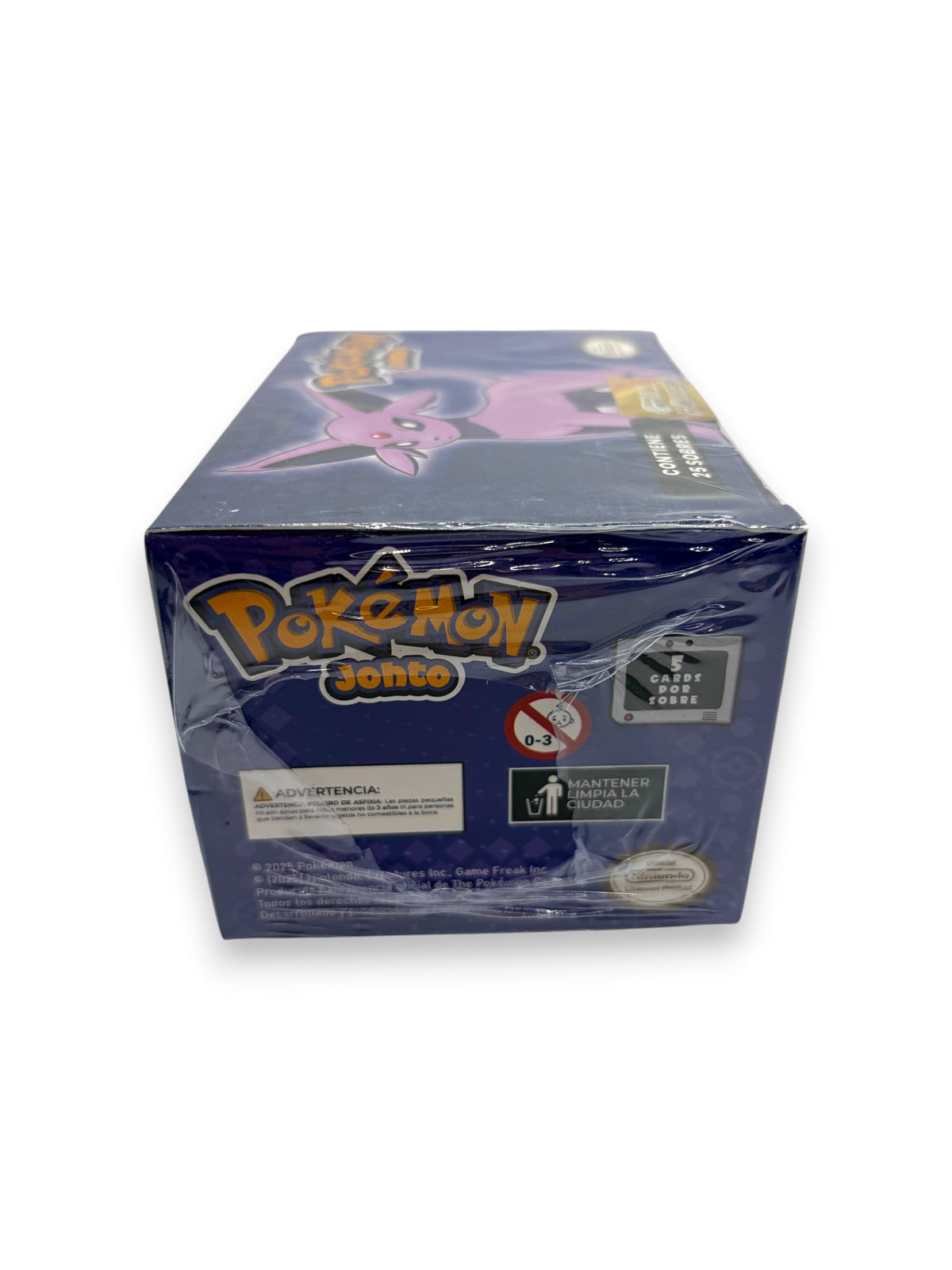 Lowkey Stock Pokemon Full House Johto Espeon trading card booster box in purple packaging with shrink wrap