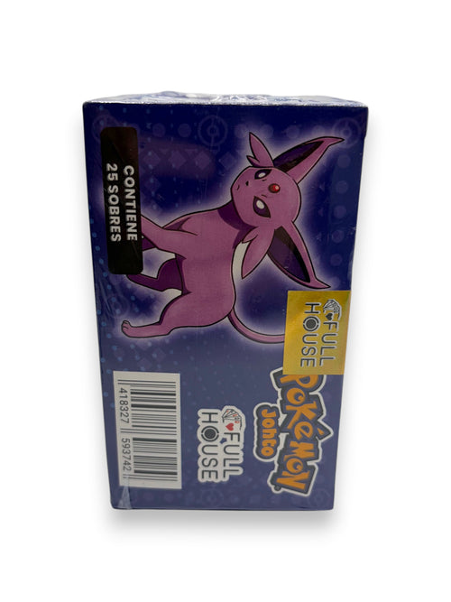 Lowkey Stock Pokemon Full House Johto Espeon trading card box featuring purple Espeon character art