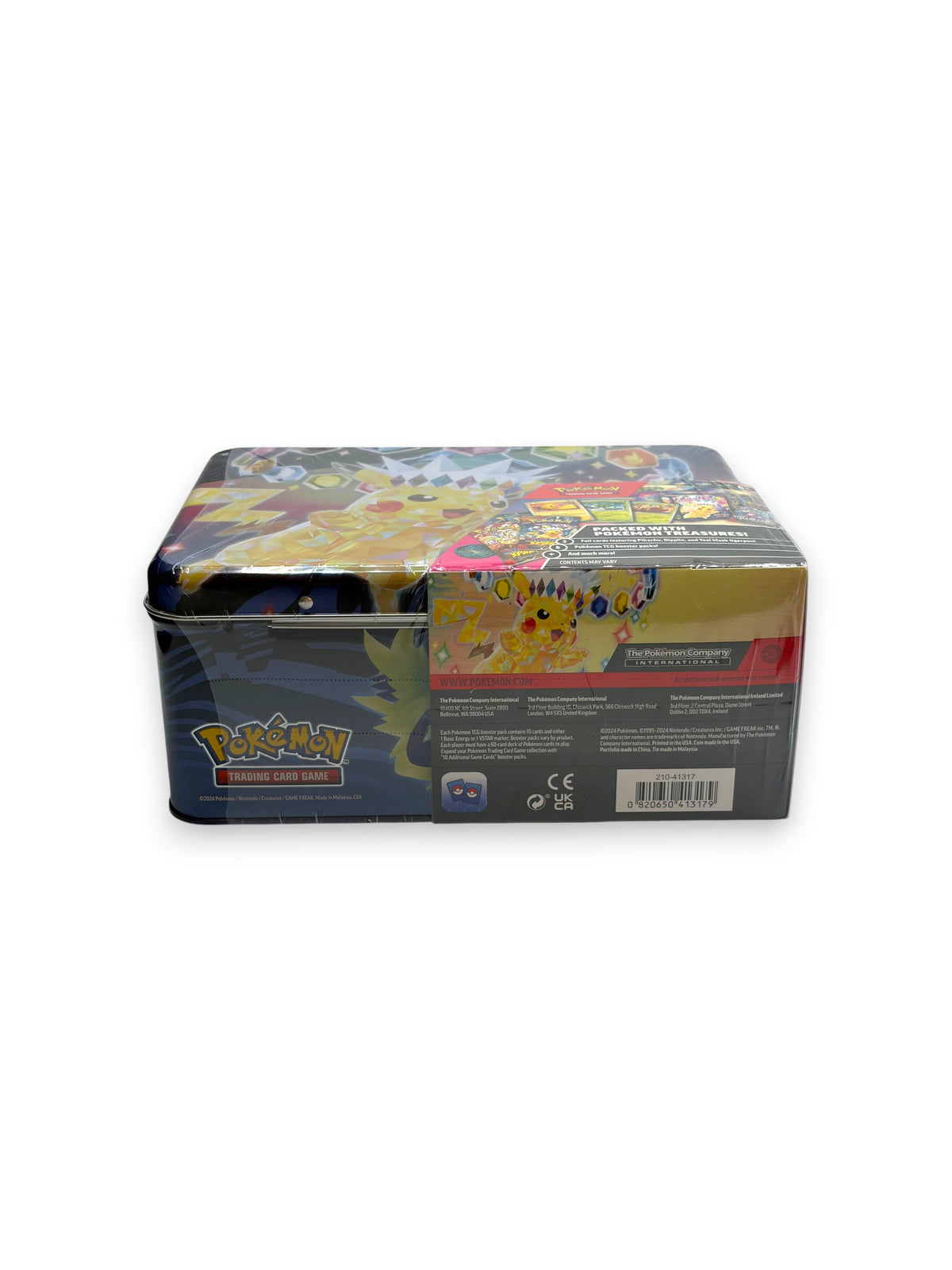 Lowkey Stock Pokémon TCG Fall 2024 Collector Chest metal tin featuring Pikachu, Dipplin, and Teal Mask Ogerpon art