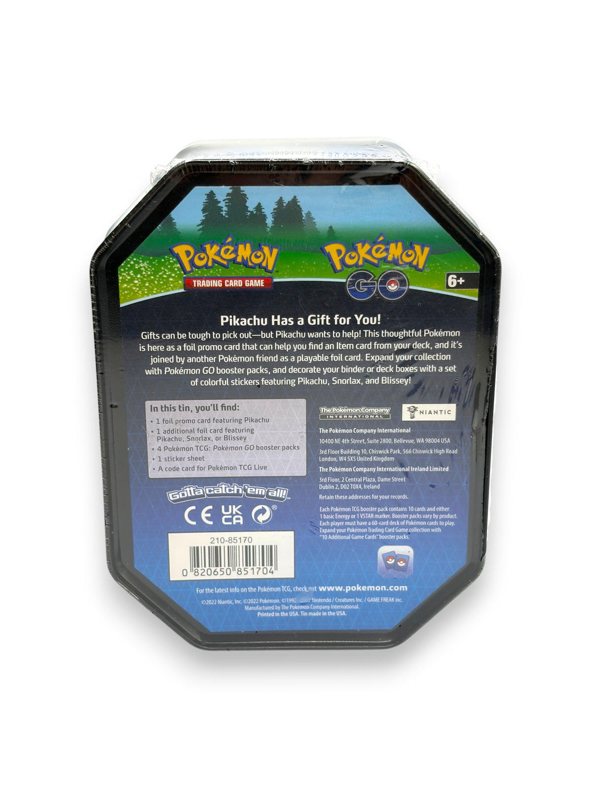 Lowkey Stock Pokemon TCG Pokemon GO Snorlax thin tin back view showing product details and contents list