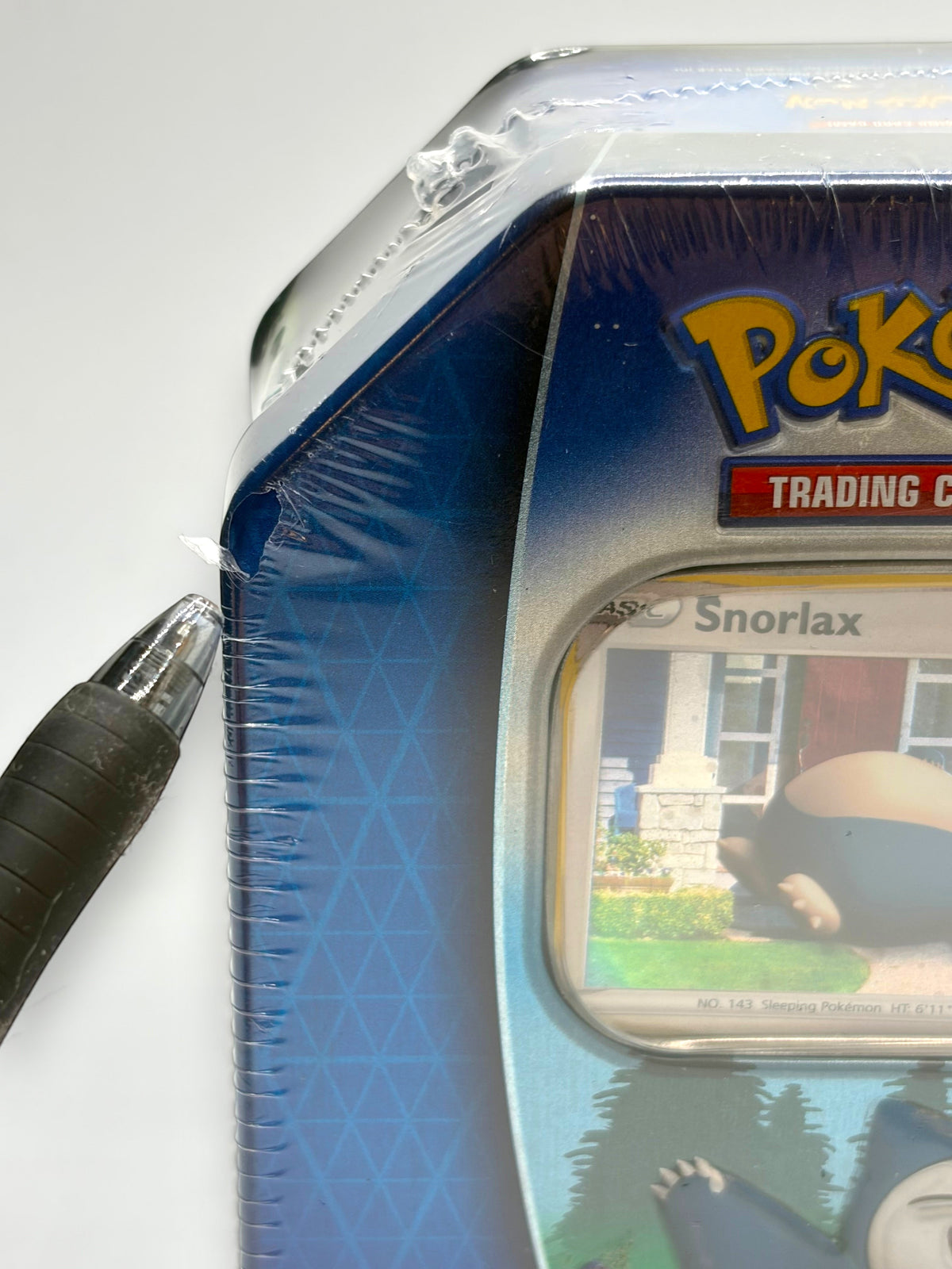 Lowkey Stock sealed Pokemon GO Snorlax thin tin featuring a Snorlax card display and blue metallic packaging