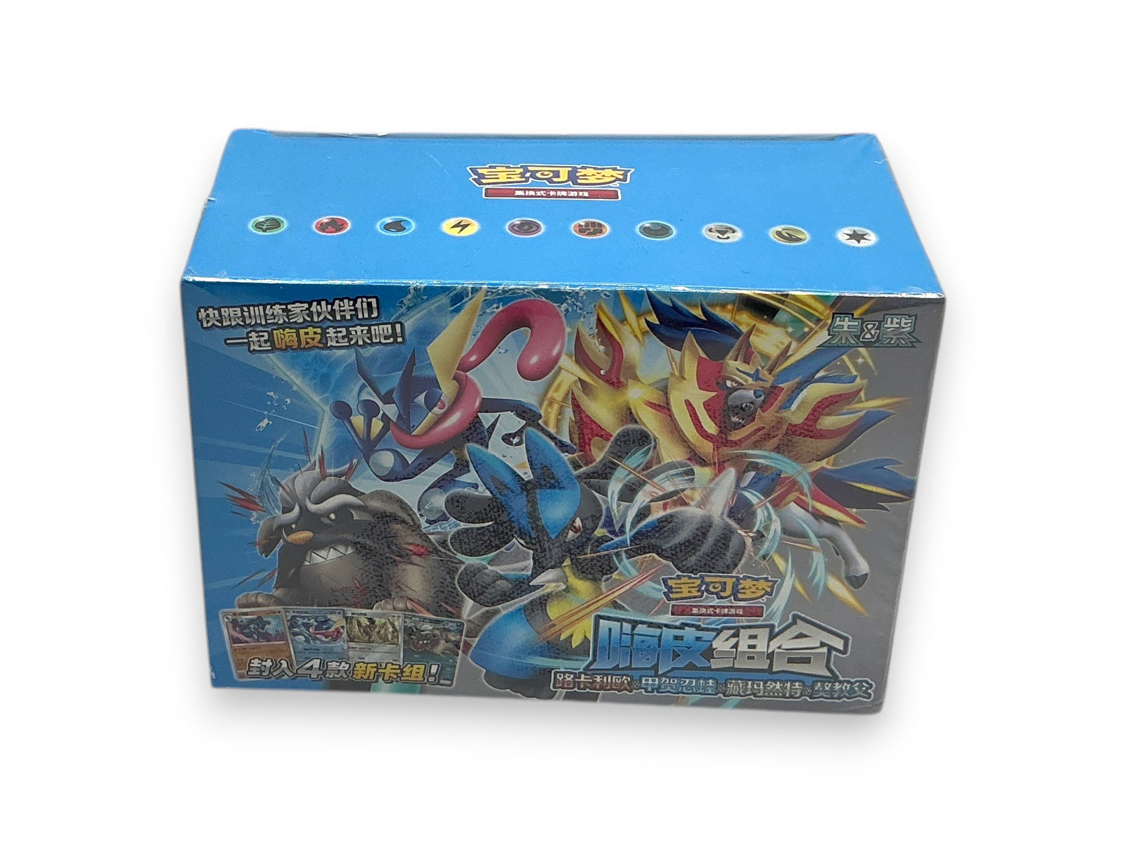 Lowkey Stock sealed Pokémon TCG S/Chinese Happy Deck Set box featuring Lucario, Greninja, and Zamazenta artwork