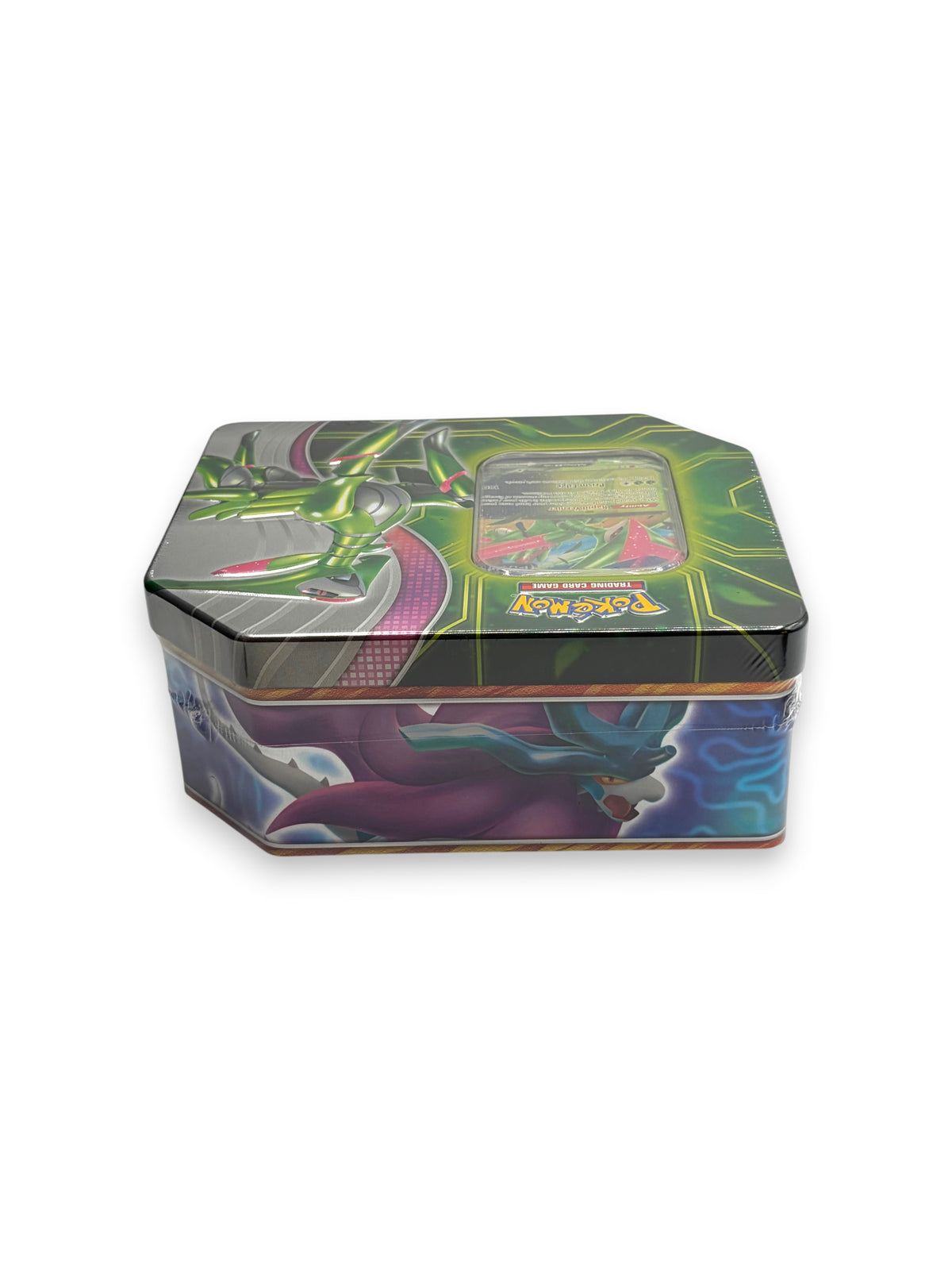 Lowkey Stock sealed Pokemon Paradox Clash Tin featuring Iron Leaves ex trading card game artwork