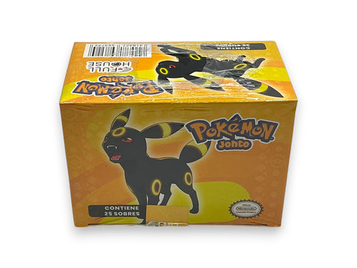 Lowkey Stock sealed Full House Pokemon Johto Umbreon booster box featuring Umbreon artwork on orange packaging