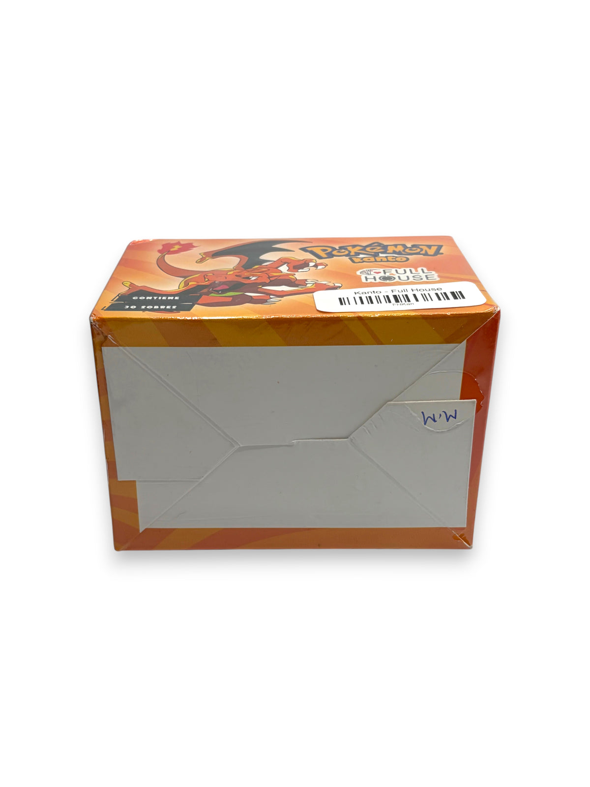 Lowkey Stock unlicensed Pokemon Kanto Full House trading card booster box with orange packaging and barcode label