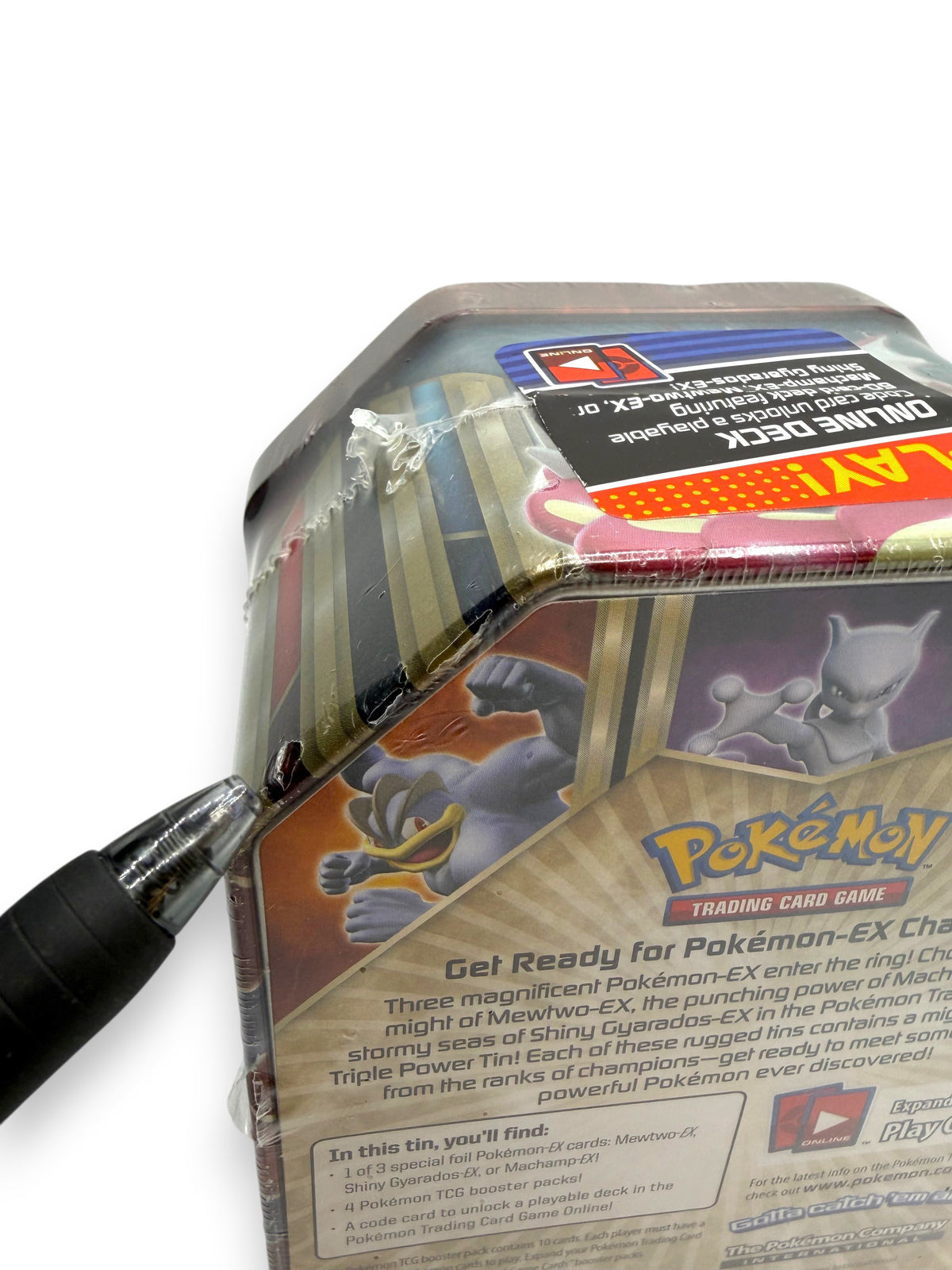 Lowkey Stock 2016 Pokemon XY Triple Power Machamp EX factory sealed collector tin with character artwork