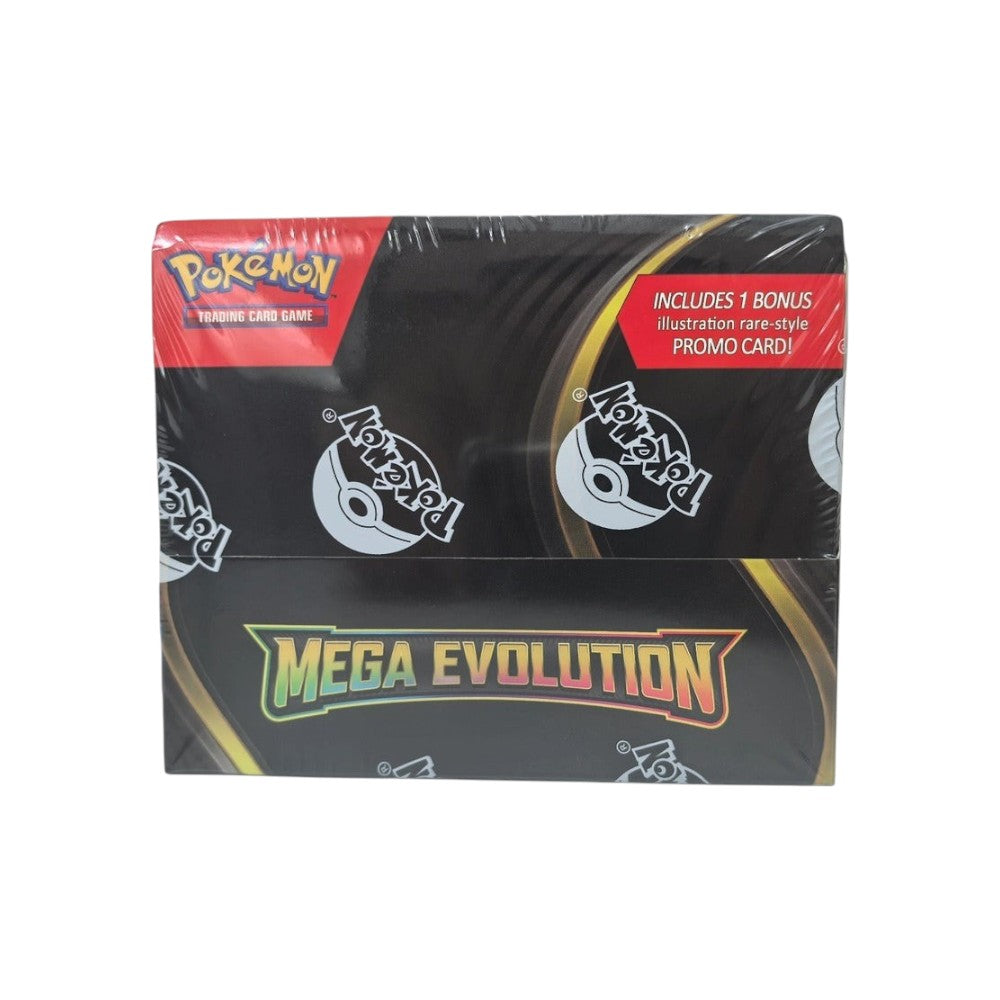 Lowkey Stock factory sealed Pokémon TCG Mega Evolution booster display box with 36 packs and a promo card