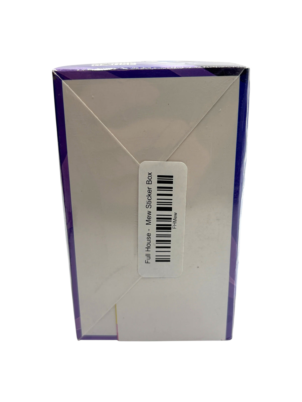 Lowkey Stock Pokémon Full House Kanto and Johto Mew Edition sticker box, bottom view with inventory barcode label.
