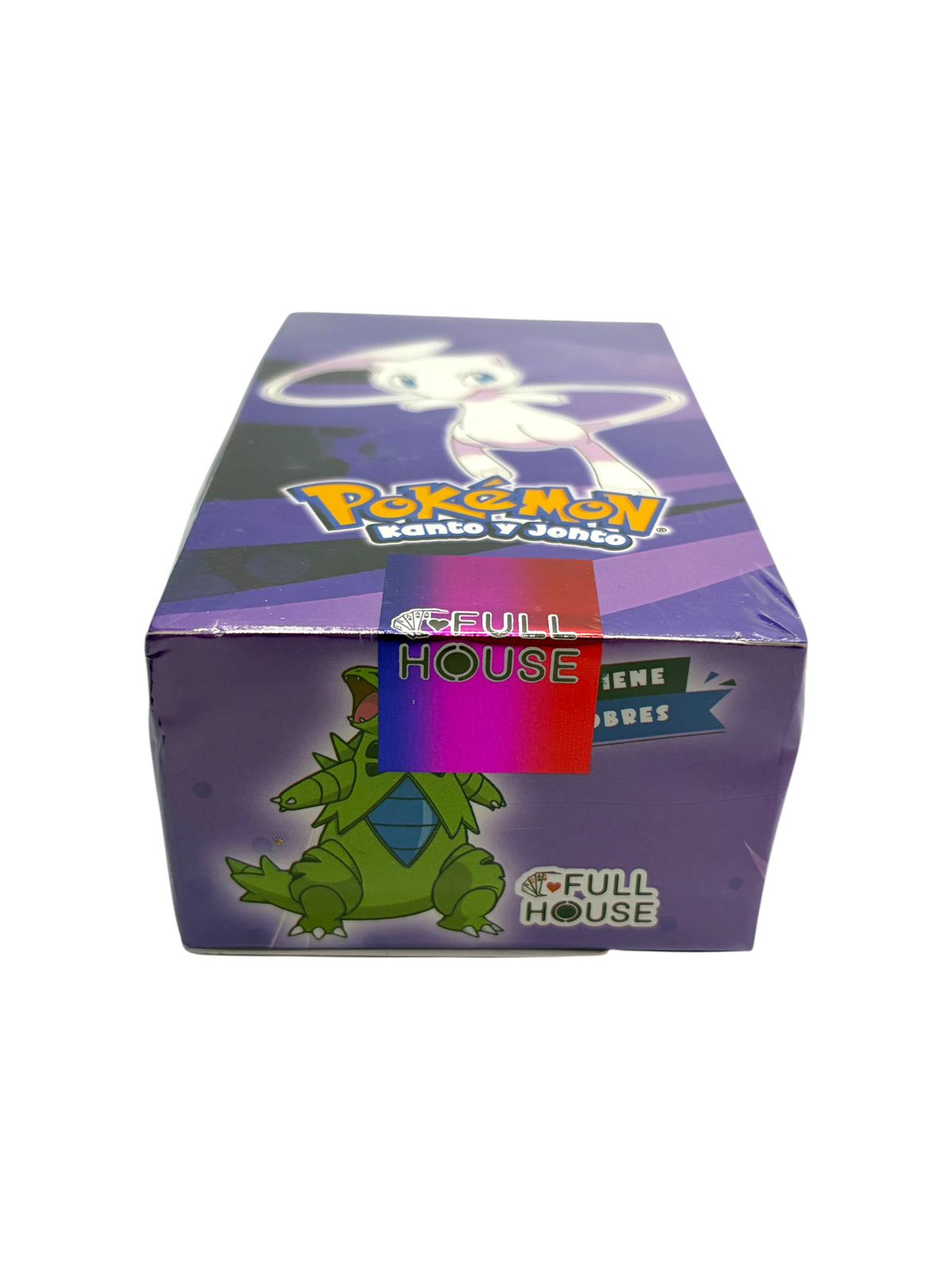 Lowkey Stock Pokémon Full House Kanto & Johto Mew Edition sticker box with purple packaging and Tyranitar graphic