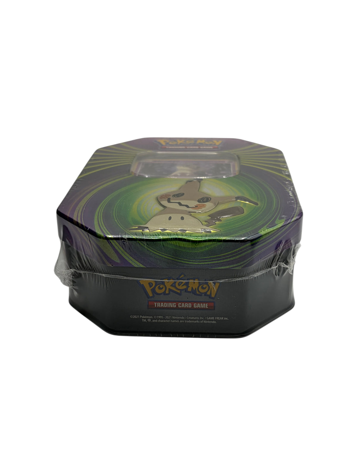 Lowkey Stock factory sealed Pokémon Trading Card Game Mighty Mysterious Tin featuring a Mimikyu illustration