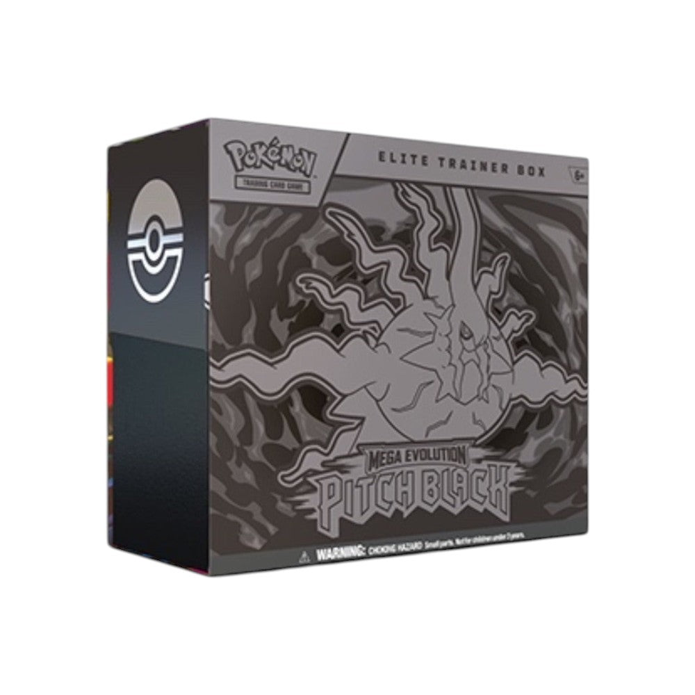 Lowkey Stock Pokémon TCG Mega Evolution Pitch Black Elite Trainer Box with dark grey Zarude illustration